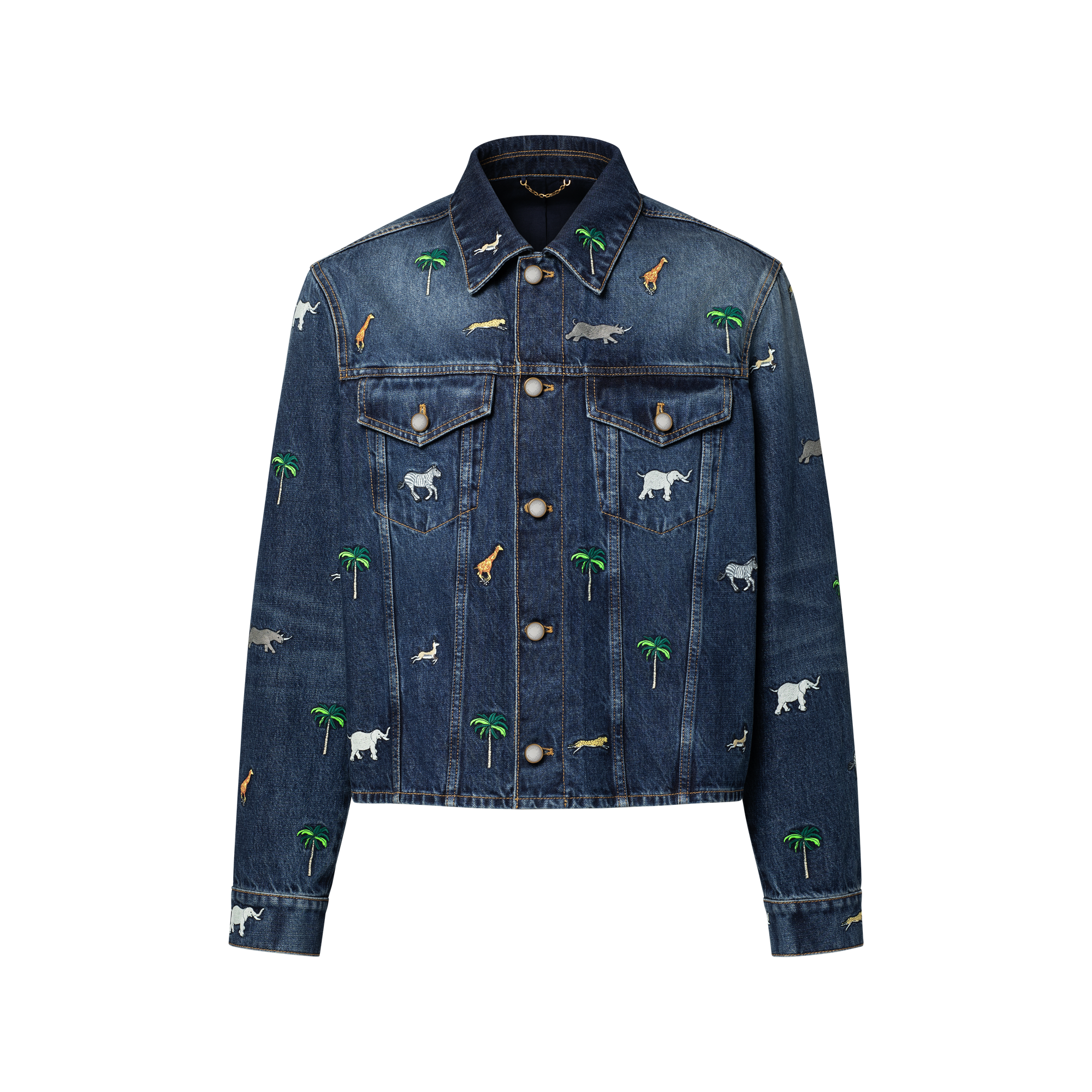 LV x The Darjeeling Limited Embroidered Long-Sleeved Denim Shirt 