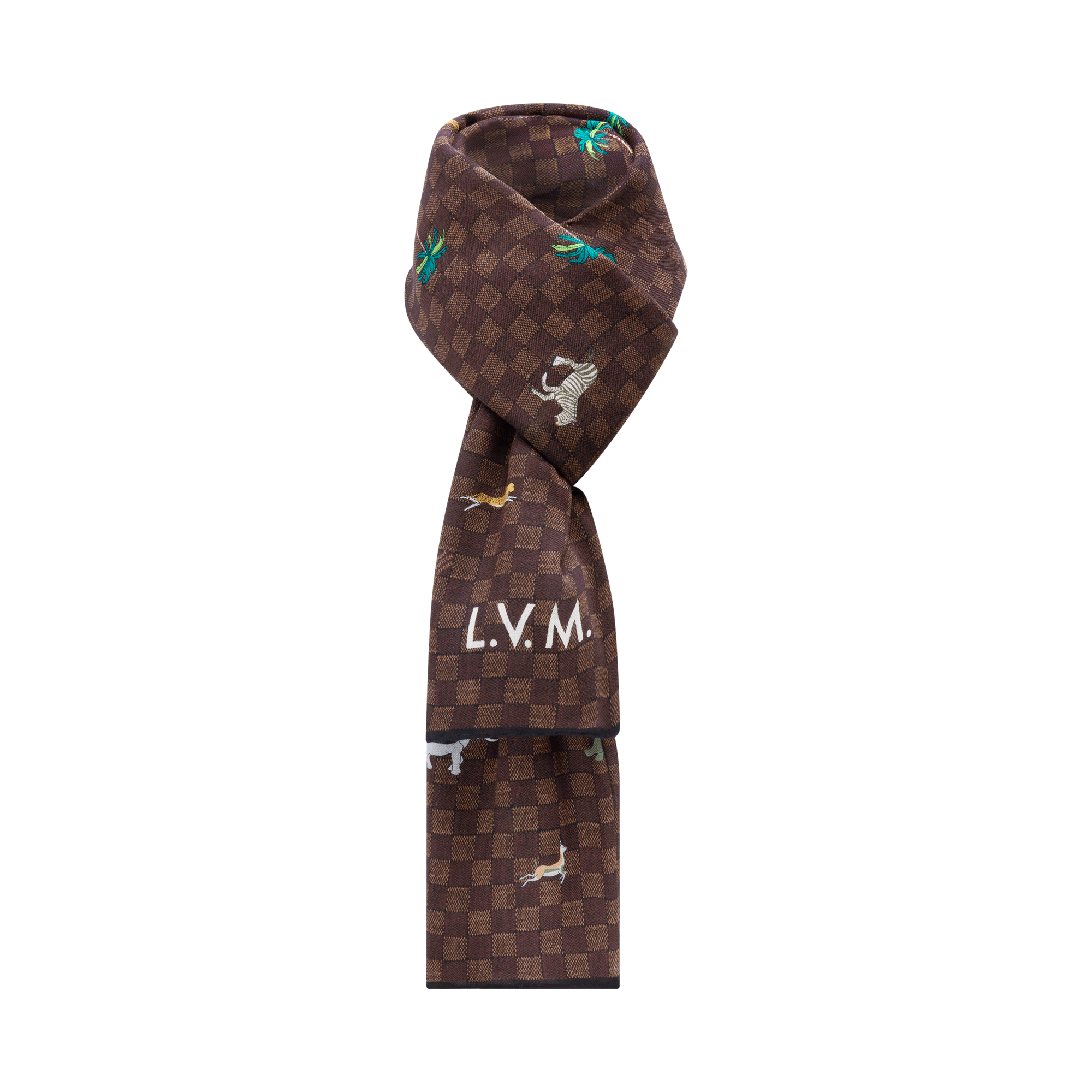 Louis Vuitton ブラウン ロゴ ストール LV x The Darjeling Limited 