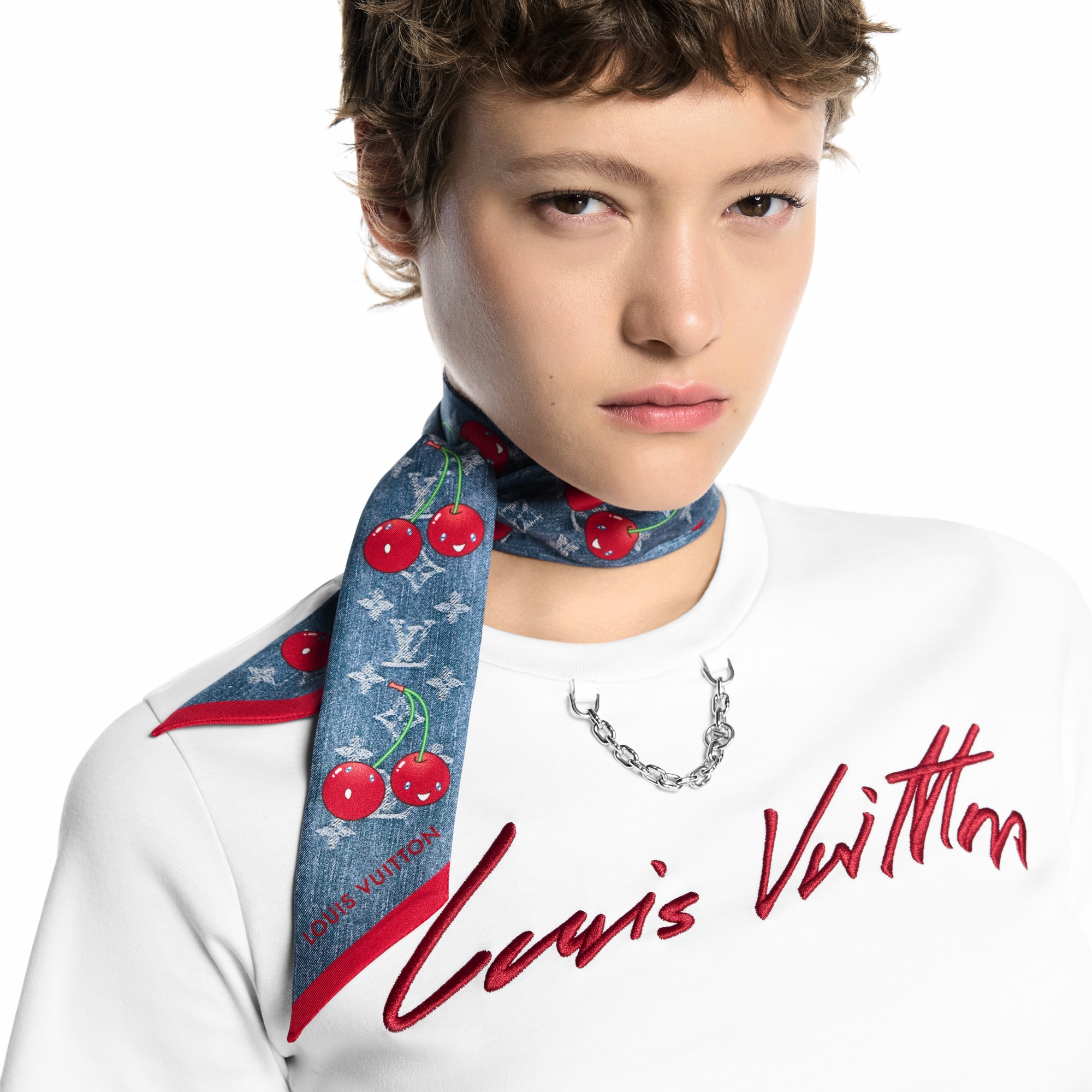 S00 Accessories Silk Squares and Bandeaus  LV x TM Denim Cerise Bandeau | Louis Vuitton ® (Product zoom)