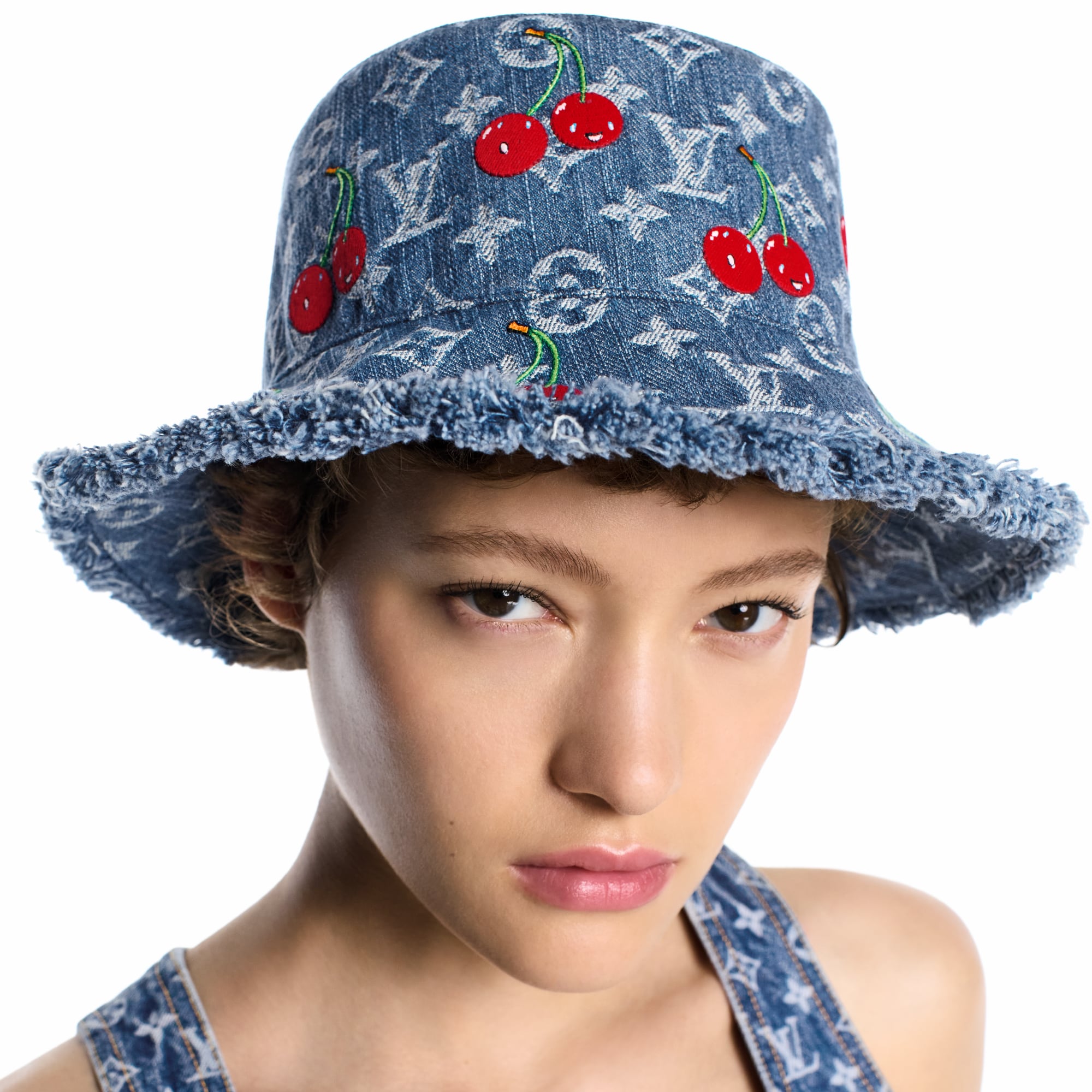 S00 Accessories Hats and Gloves LV x TM Denim Cerise Bucket Hat | Louis Vuitton ® (Product zoom)