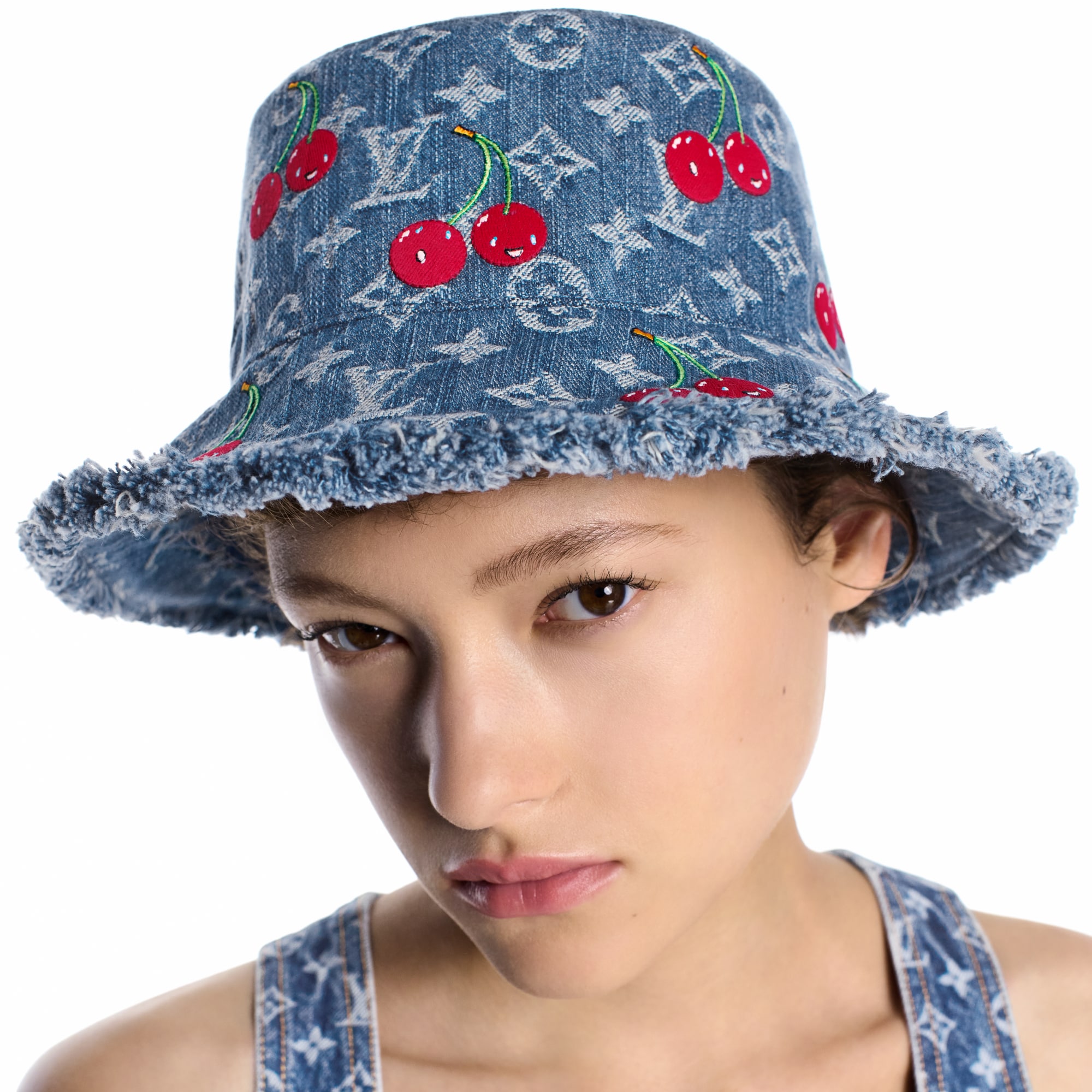 S00 Accessories Hats and Gloves LV x TM Denim Cerise Bucket Hat | Louis Vuitton ® (Product zoom)