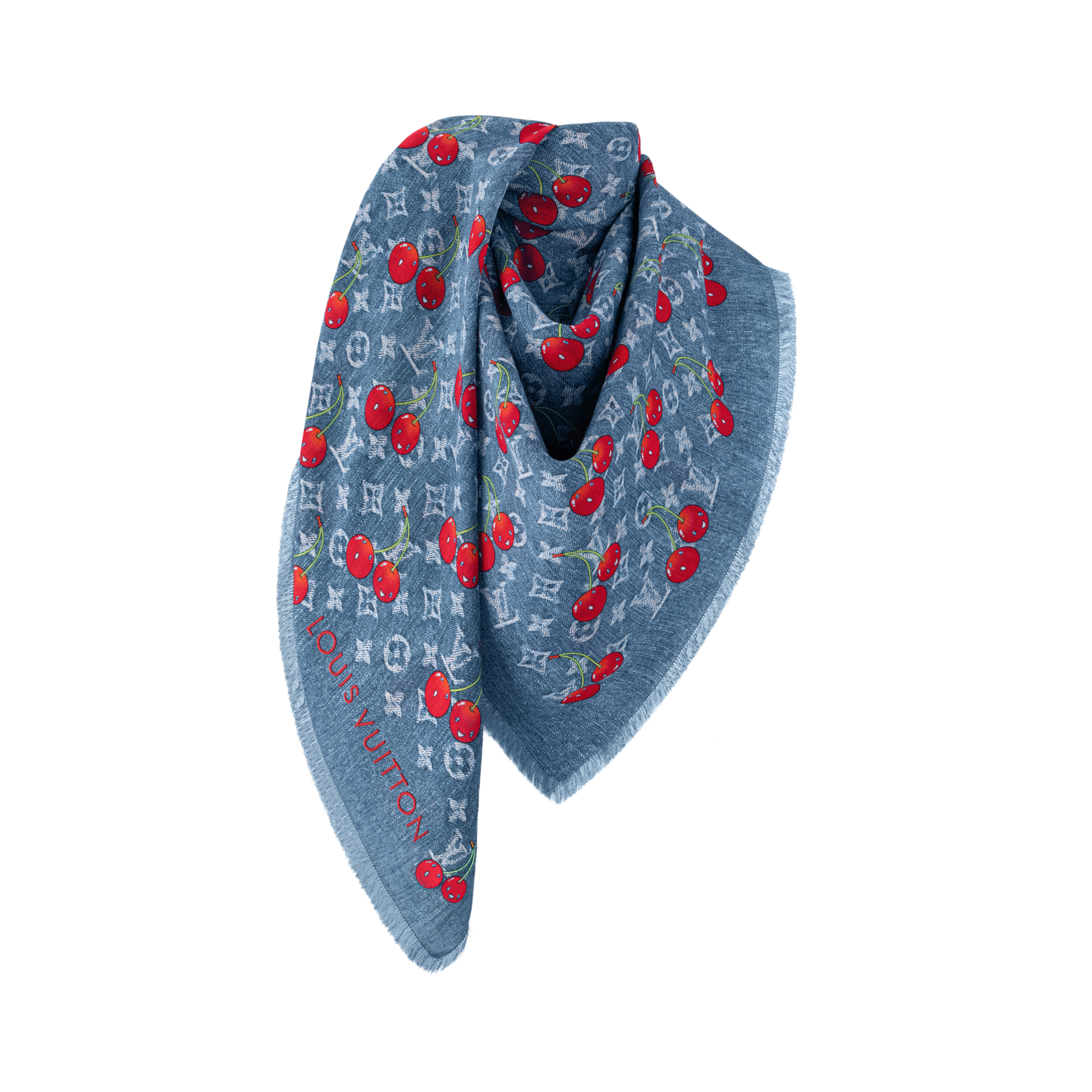 S00 Accessories Shawls and Stoles LV x TM Denim Cerise Shawl | Louis Vuitton ® (Product zoom)