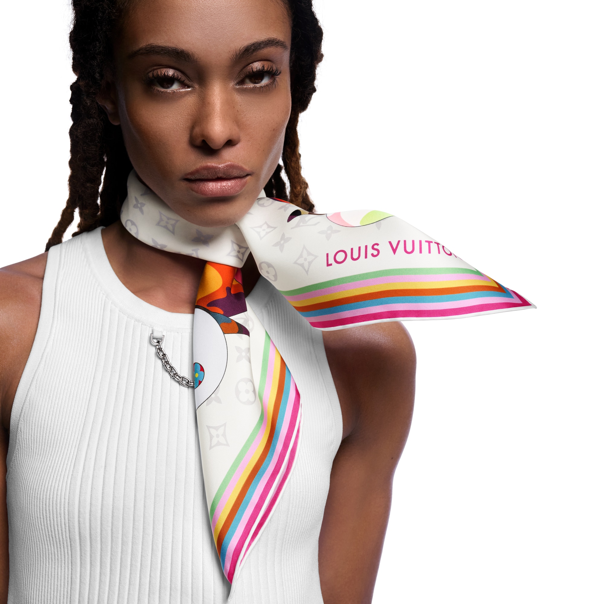 S00 Accessories Silk Squares and Bandeaus  LV x TM Monogram Superflat Characters Square 70 | Louis Vuitton ® (Product zoom)