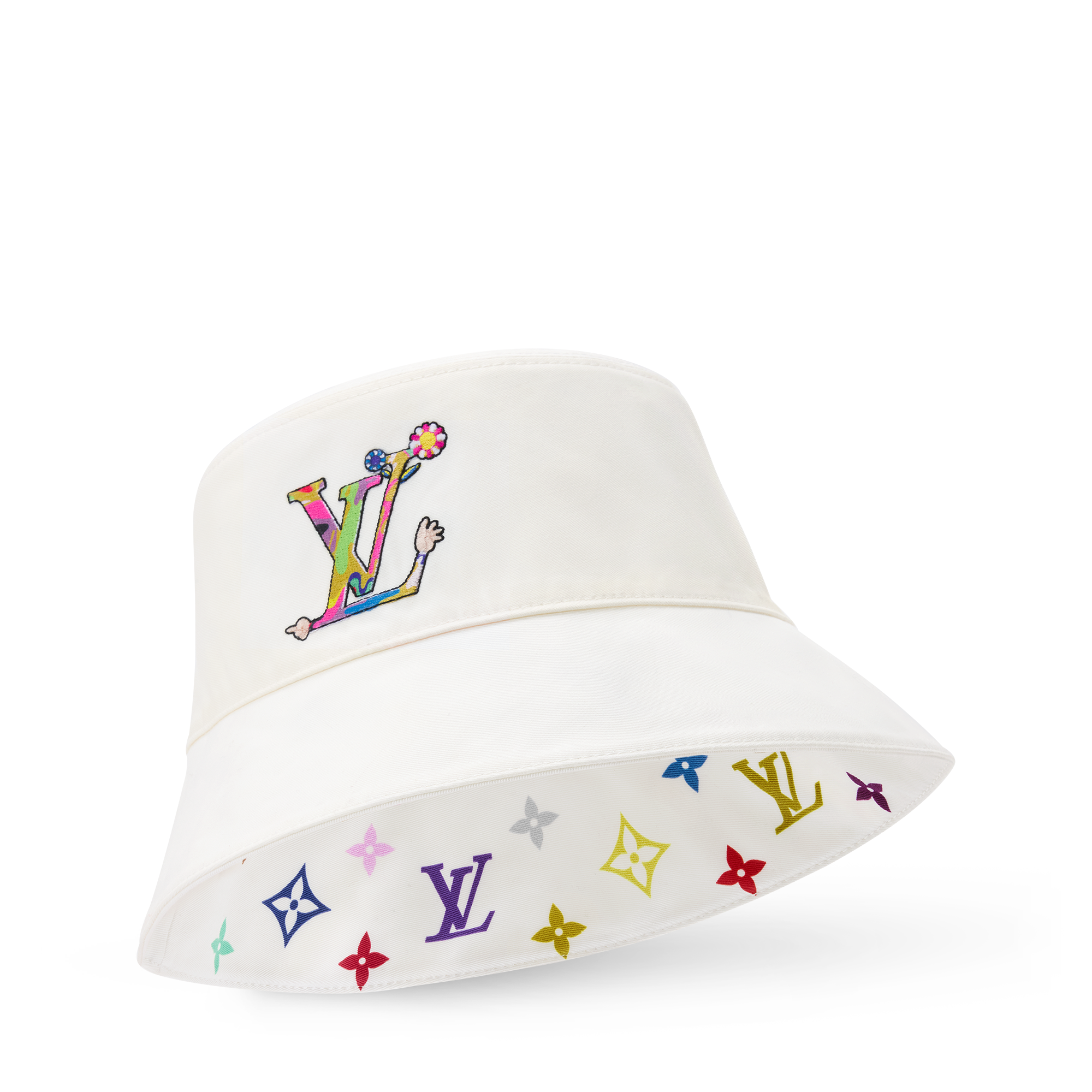 LOUIS VUITTON Bone Color Panel Hat Canvas Multicolor White Bucket Hat with multicolor Monogram print – logofabrics main image 2