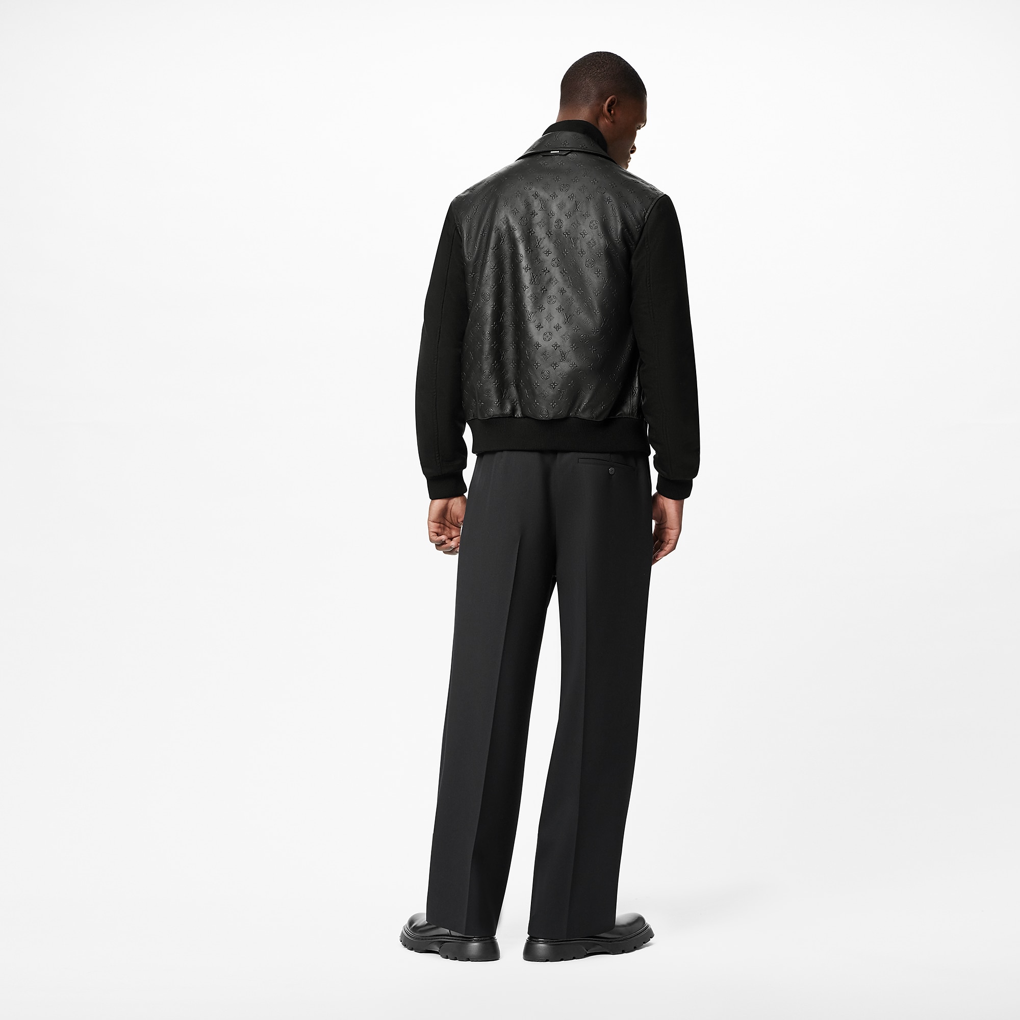 LVSE Embossed Monogram Mix Leather Blouson
