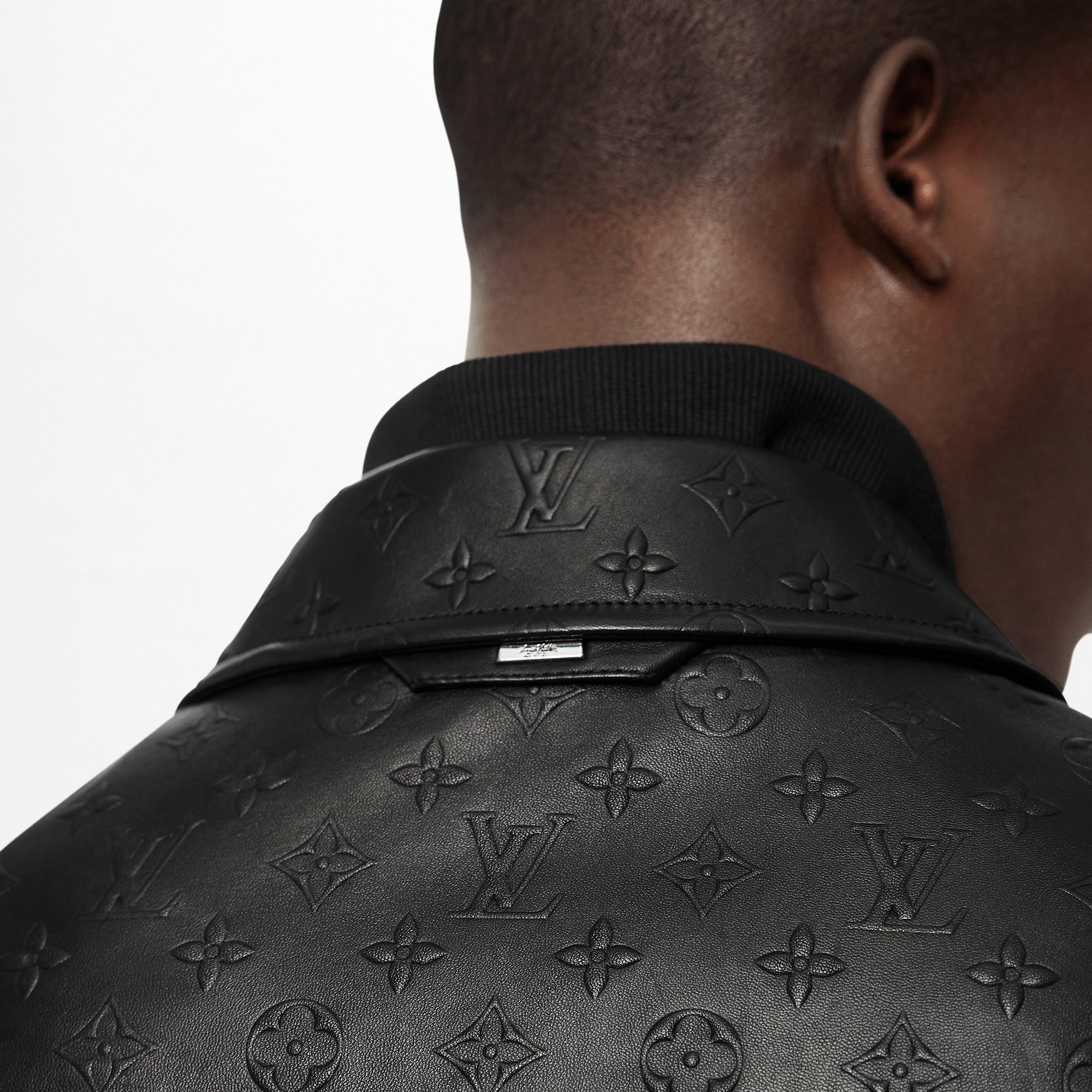 LVSE Embossed Monogram Mix Leather Blouson