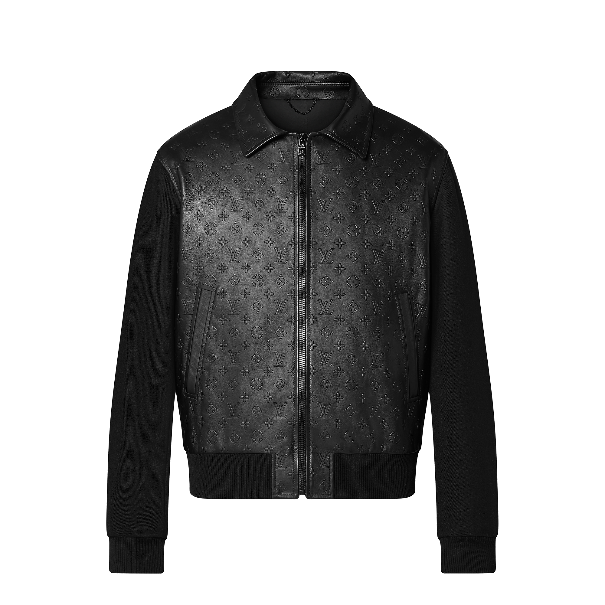 LVSE Embossed Monogram Mix Leather Blouson