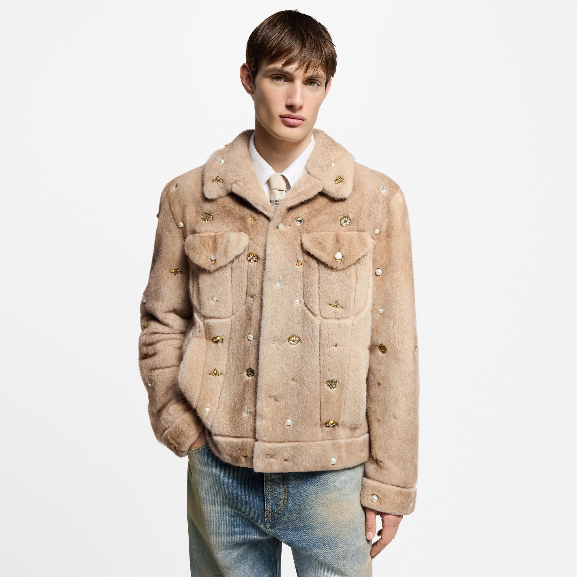  Ready-to-Wear Coats and Outerwear Made To Order Embellished Mink Trucker Jacket | Louis Vuitton ® (Product zoom)