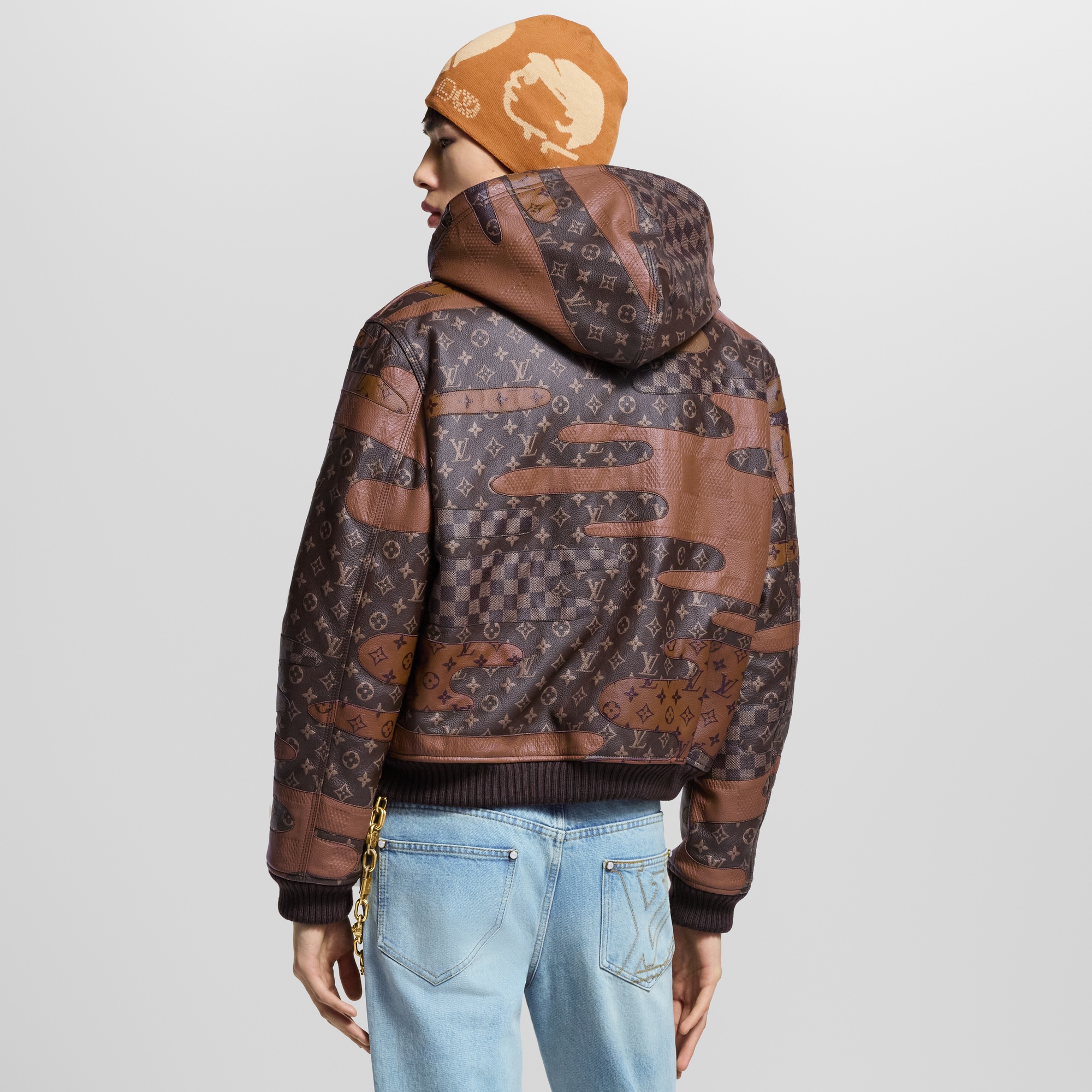  Ready-to-Wear All Ready-to-Wear Made To Order Patchwork Leather Zipped Hoodie | Louis Vuitton ® (Product zoom)