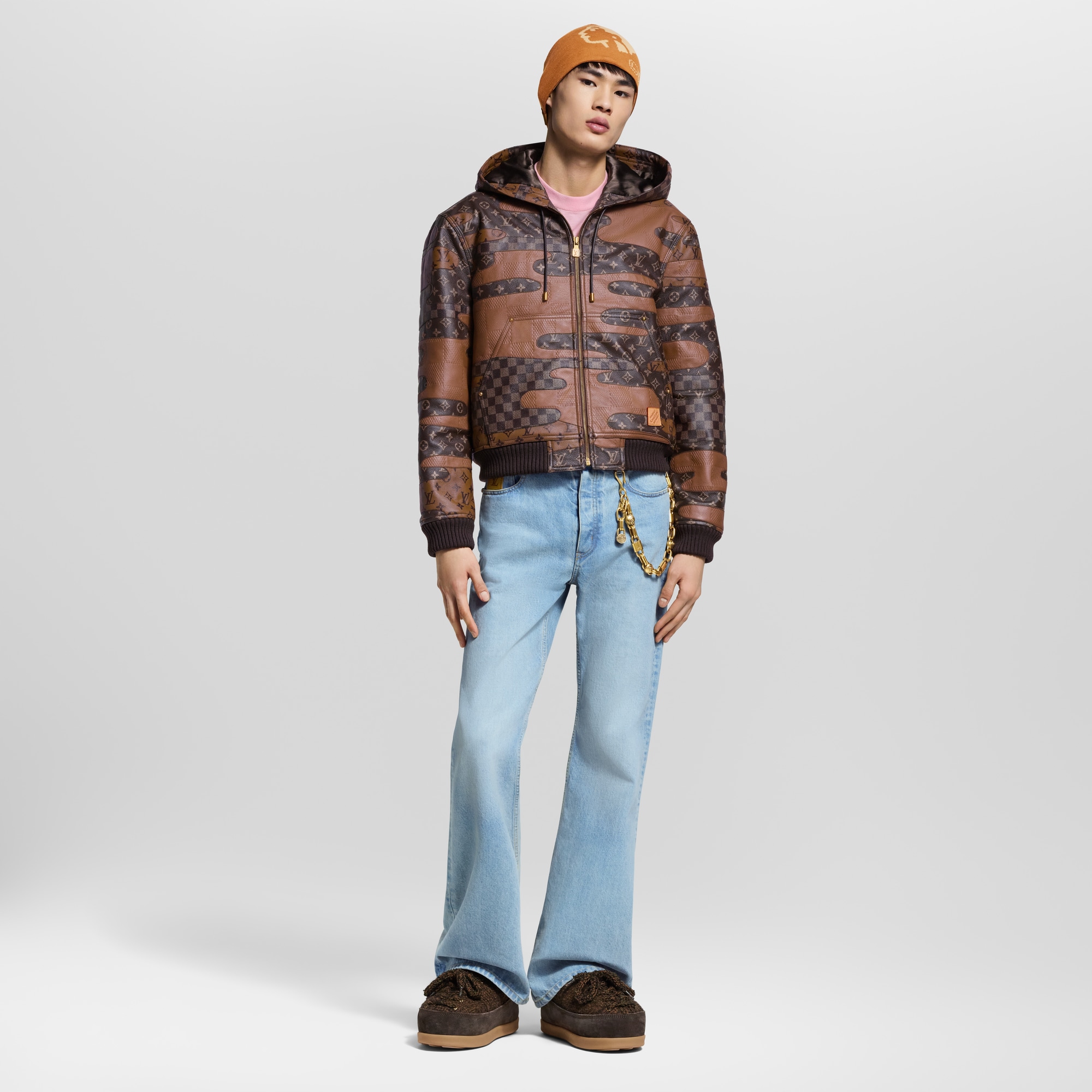  Ready-to-Wear All Ready-to-Wear Made To Order Patchwork Leather Zipped Hoodie | Louis Vuitton ® (Product zoom)