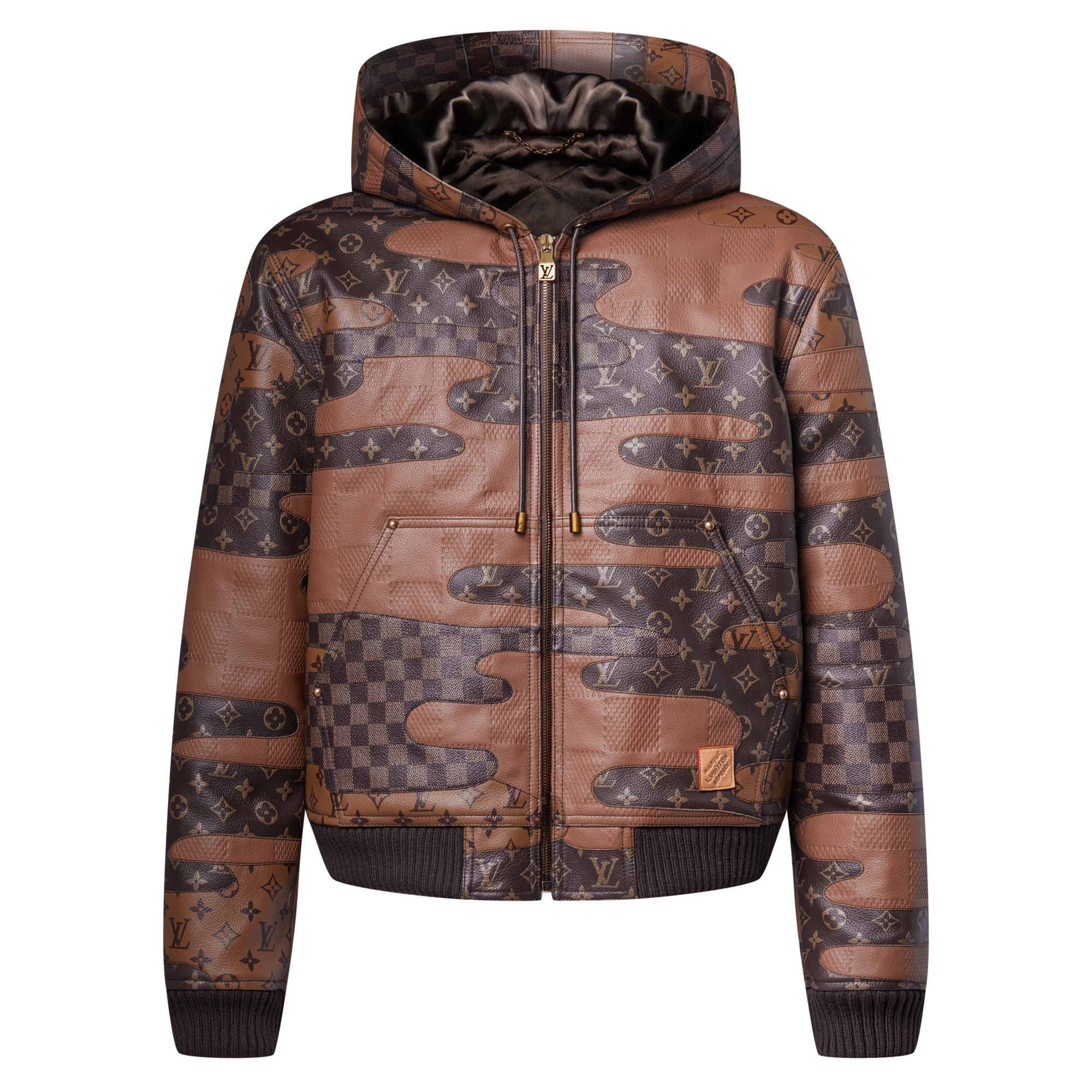  Ready-to-Wear All Ready-to-Wear Made To Order Patchwork Leather Zipped Hoodie | Louis Vuitton ® (Product zoom)