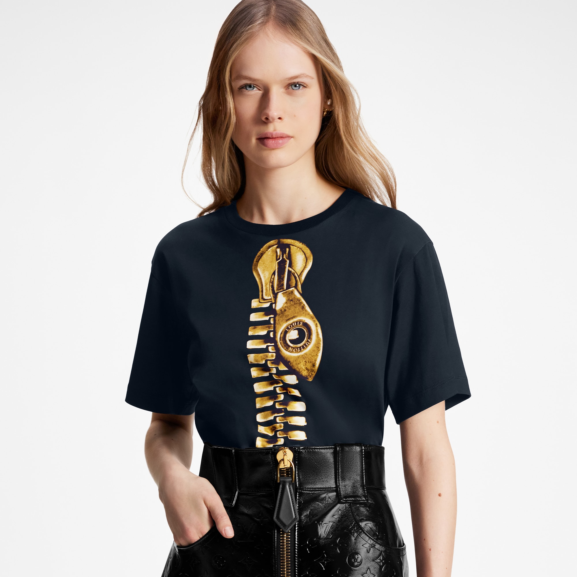 Metallic Zipper Print T-Shirt - Men - OBSOLETES DO NOT TOUCH 
