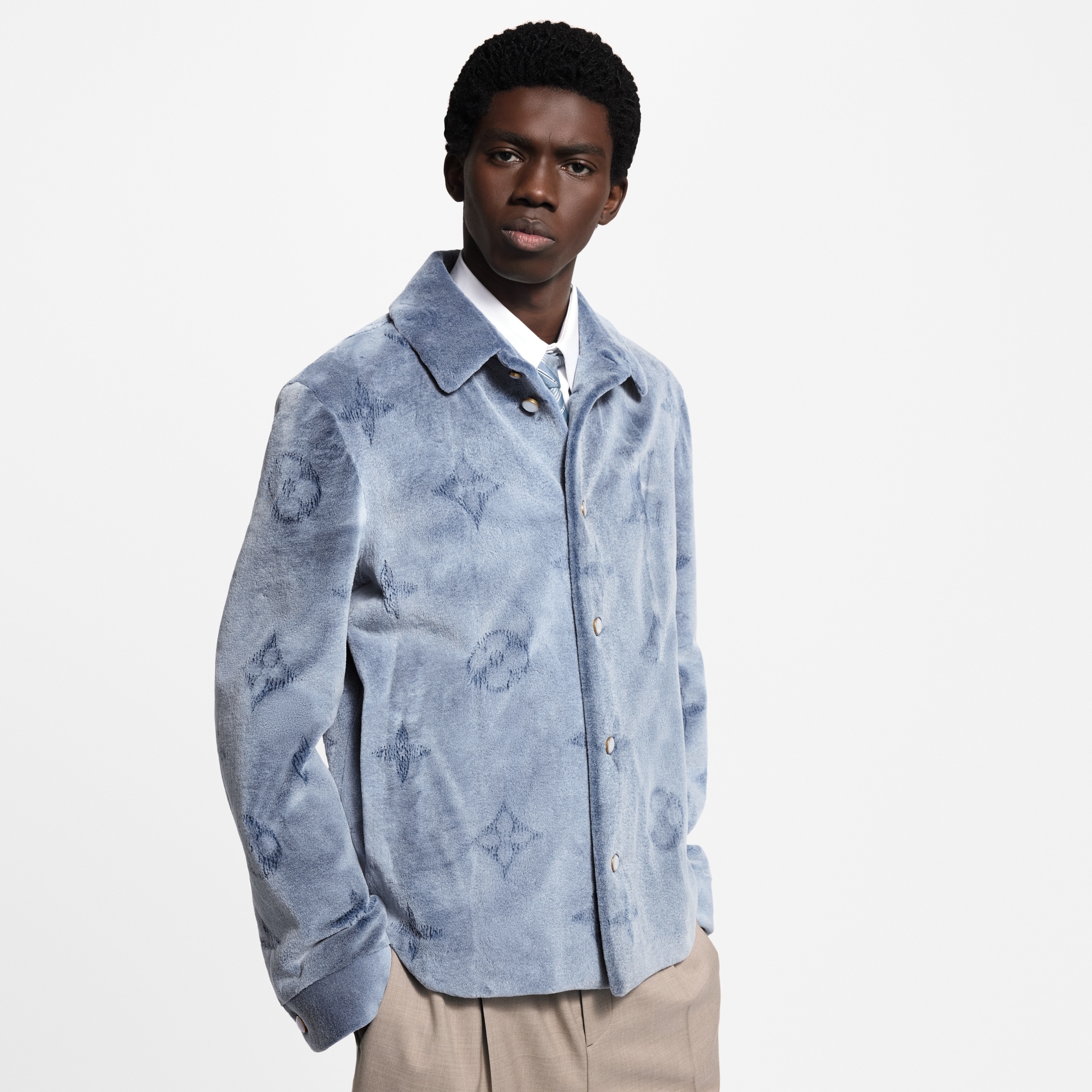  Ready-to-Wear Coats and Outerwear Mink Perforated Monogram Overshirt | Louis Vuitton ® (Product zoom)