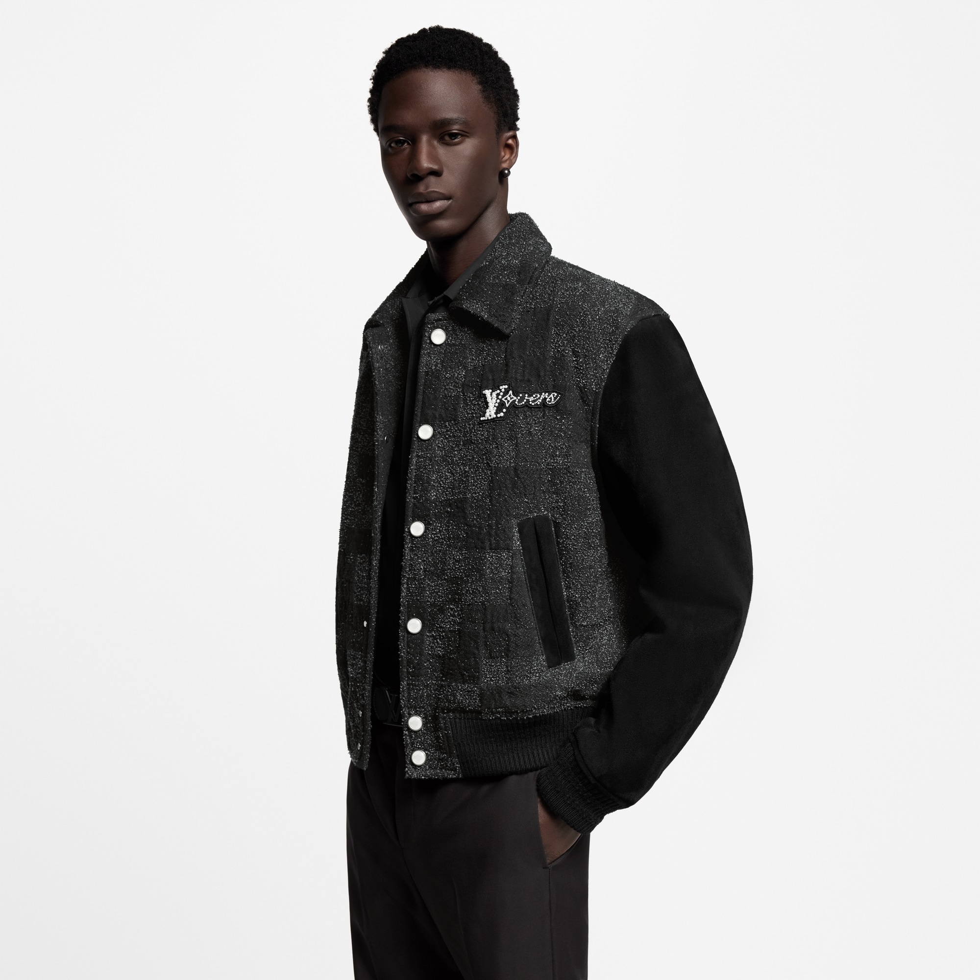  Ready-to-Wear Coats and Outerwear Mix Leather Varsity Blouson | Louis Vuitton ® (Product zoom)