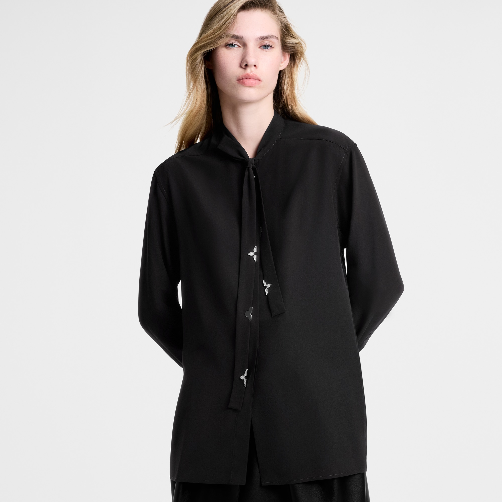  Ready-to-Wear Tops Monogram Accent Lavallière Blouse | Louis Vuitton ® (Product zoom)