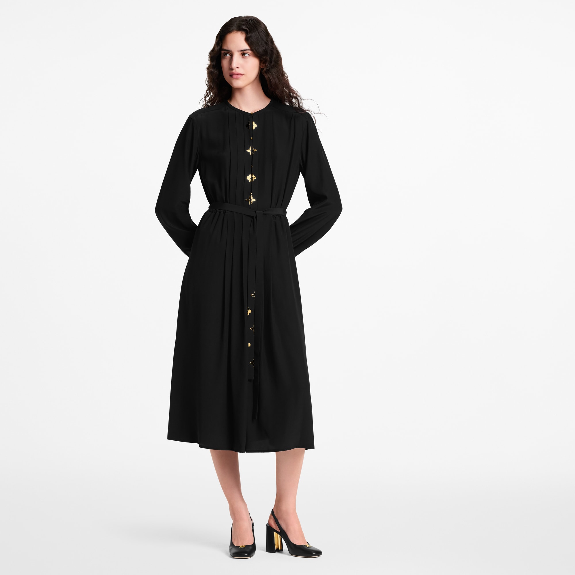 black louis vuitton dress Louis Vuitton Long Sleeve Knot Evening Dress in Black UFO No More