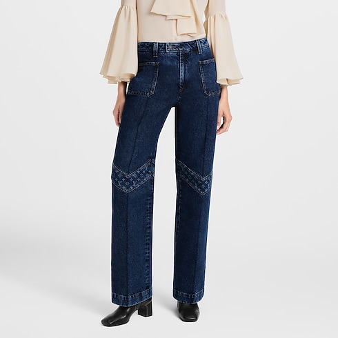 Ready-to-Wear Pants Monogram Accent Raw Denim Jeans | Louis Vuitton ® (Product zoom)