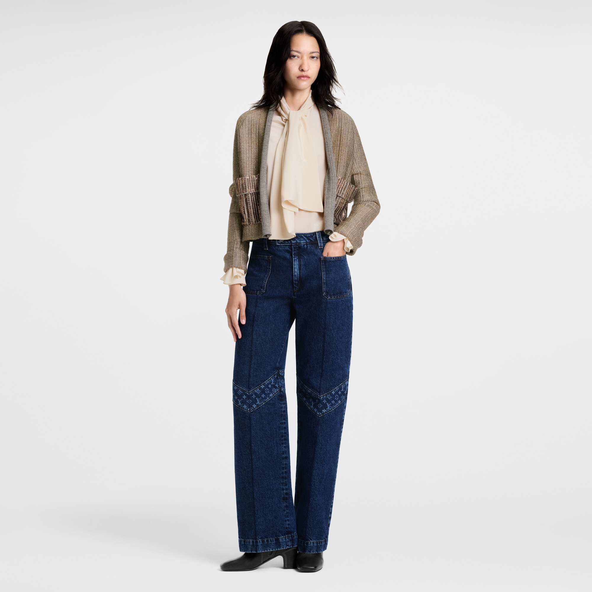  Ready-to-Wear Pants Monogram Accent Raw Denim Jeans | Louis Vuitton ® (Product zoom)