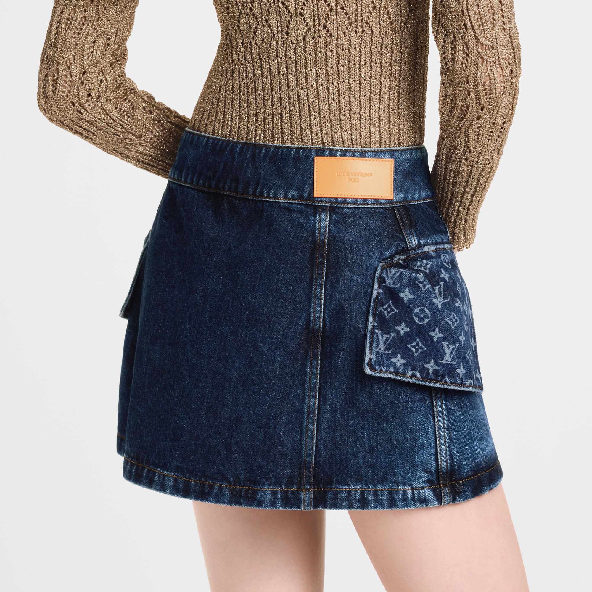  Ready-to-Wear Skirts and Shorts Monogram Accent Raw Denim Mini Skirt | Louis Vuitton ® (Product zoom)