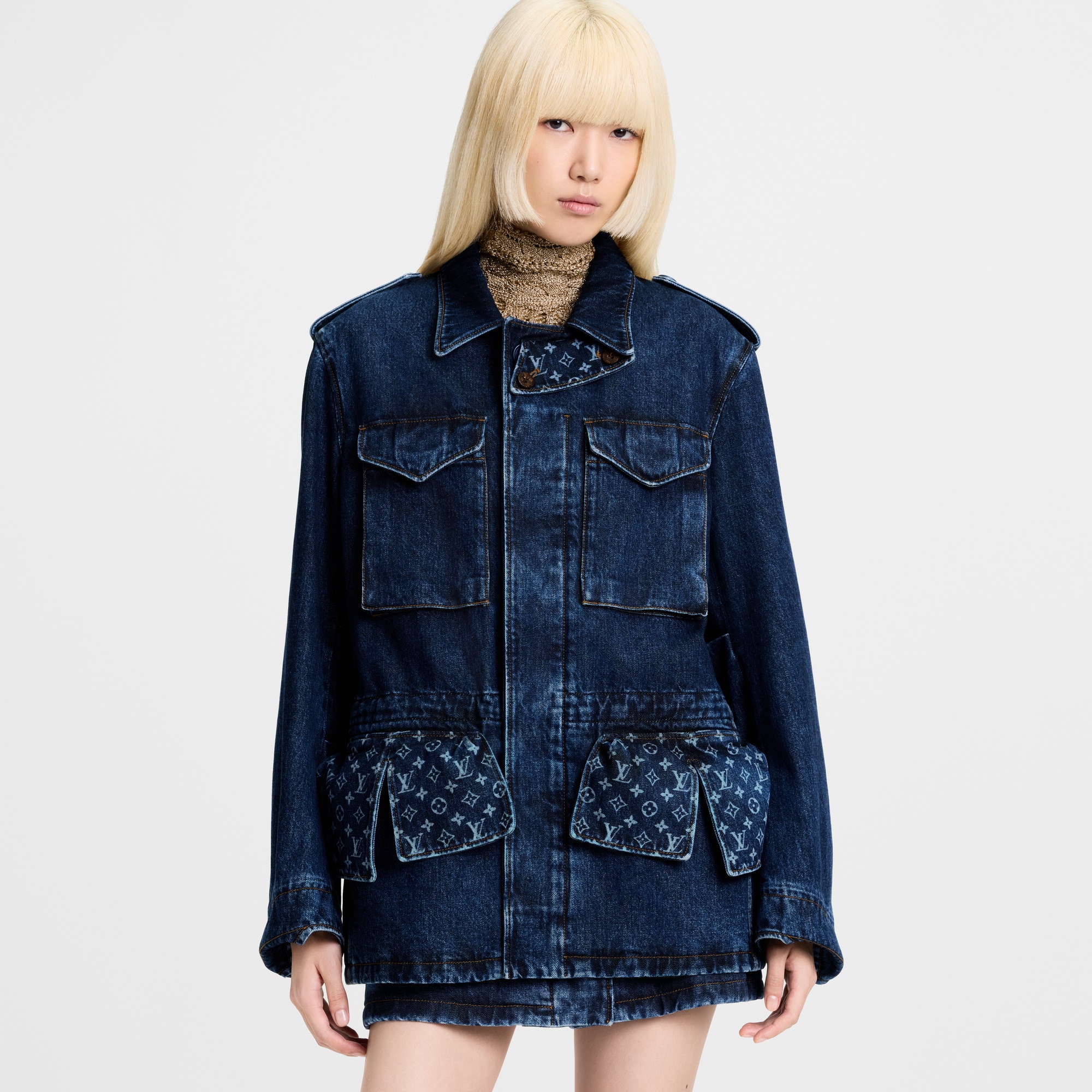  Ready-to-Wear Coats and Jackets Monogram Accent Raw Denim Safari Jacket | Louis Vuitton ® (Product zoom)