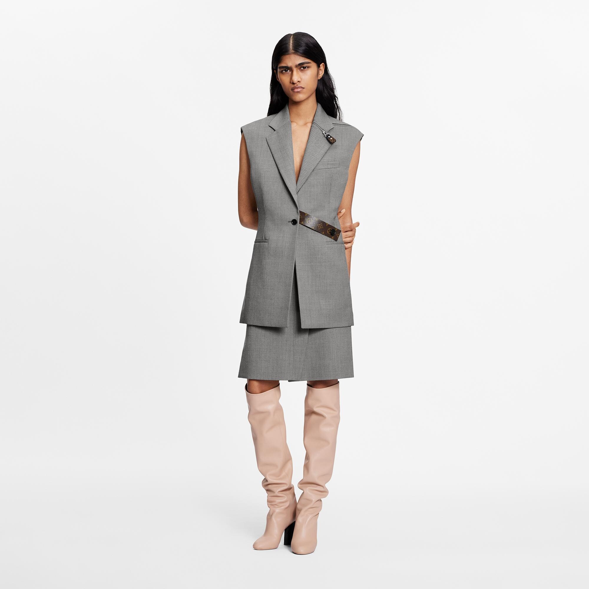 grey sleeveless jacket