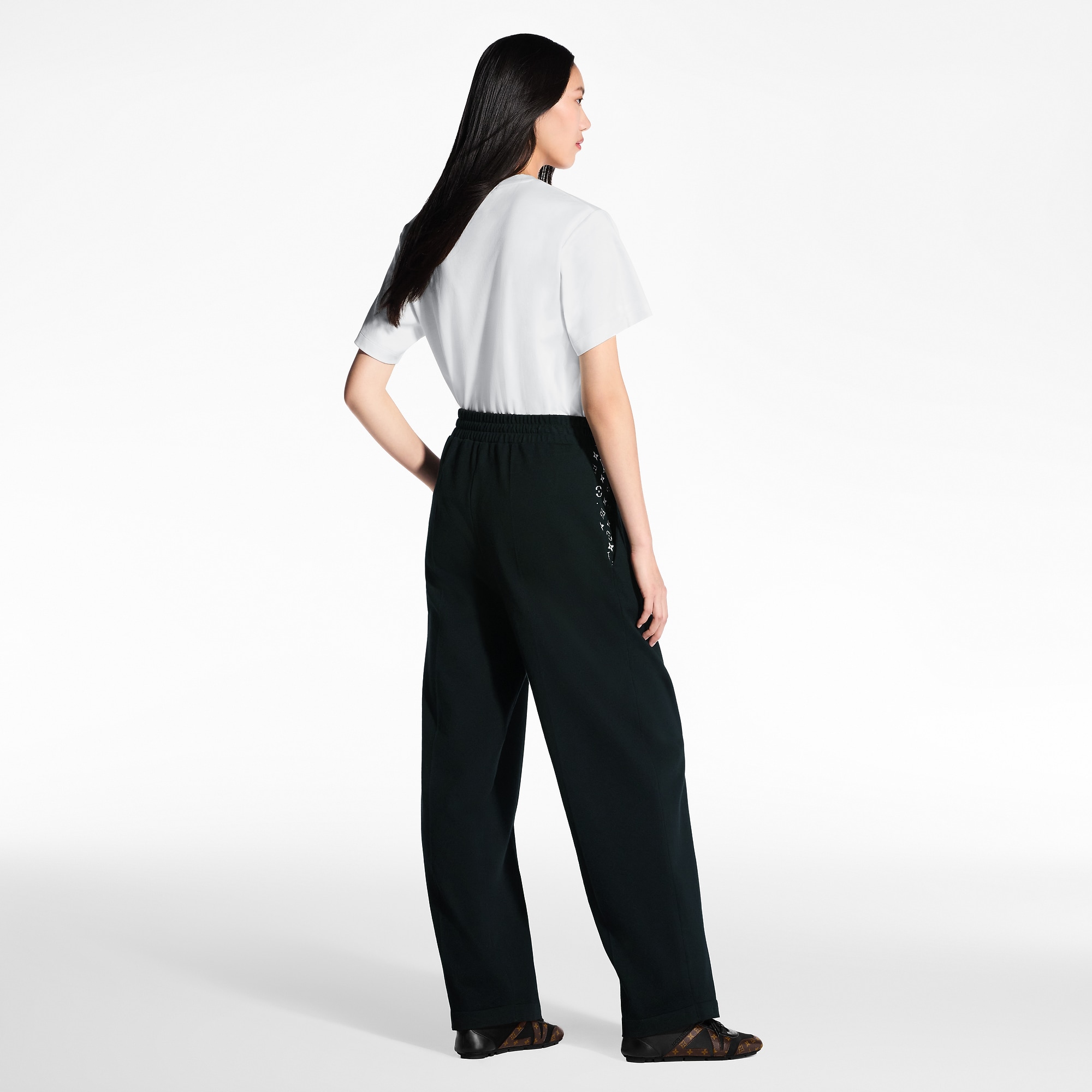 Monogram Accent Wide-Leg Jogging Pants