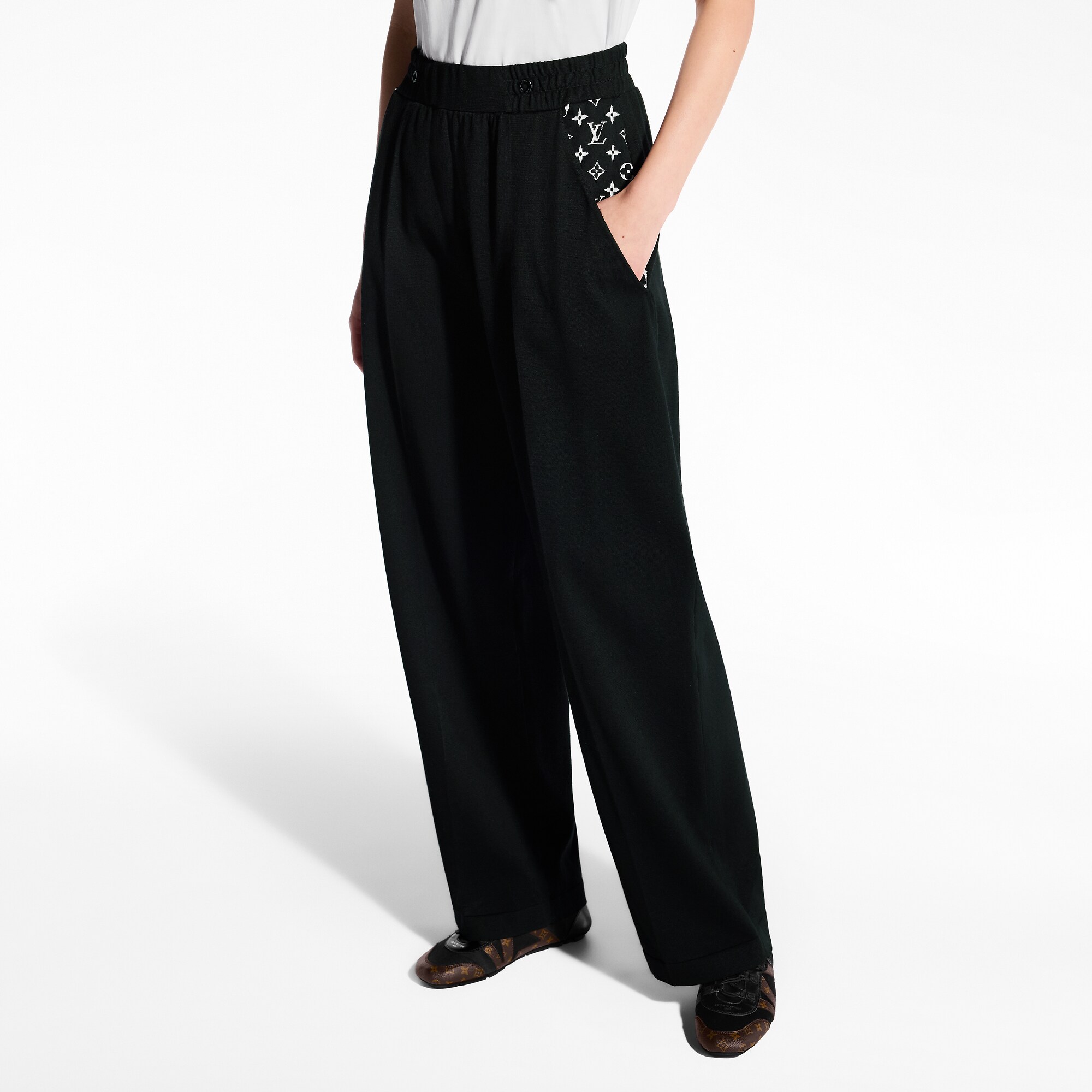 Monogram Accent Wide-Leg Jogging Pants