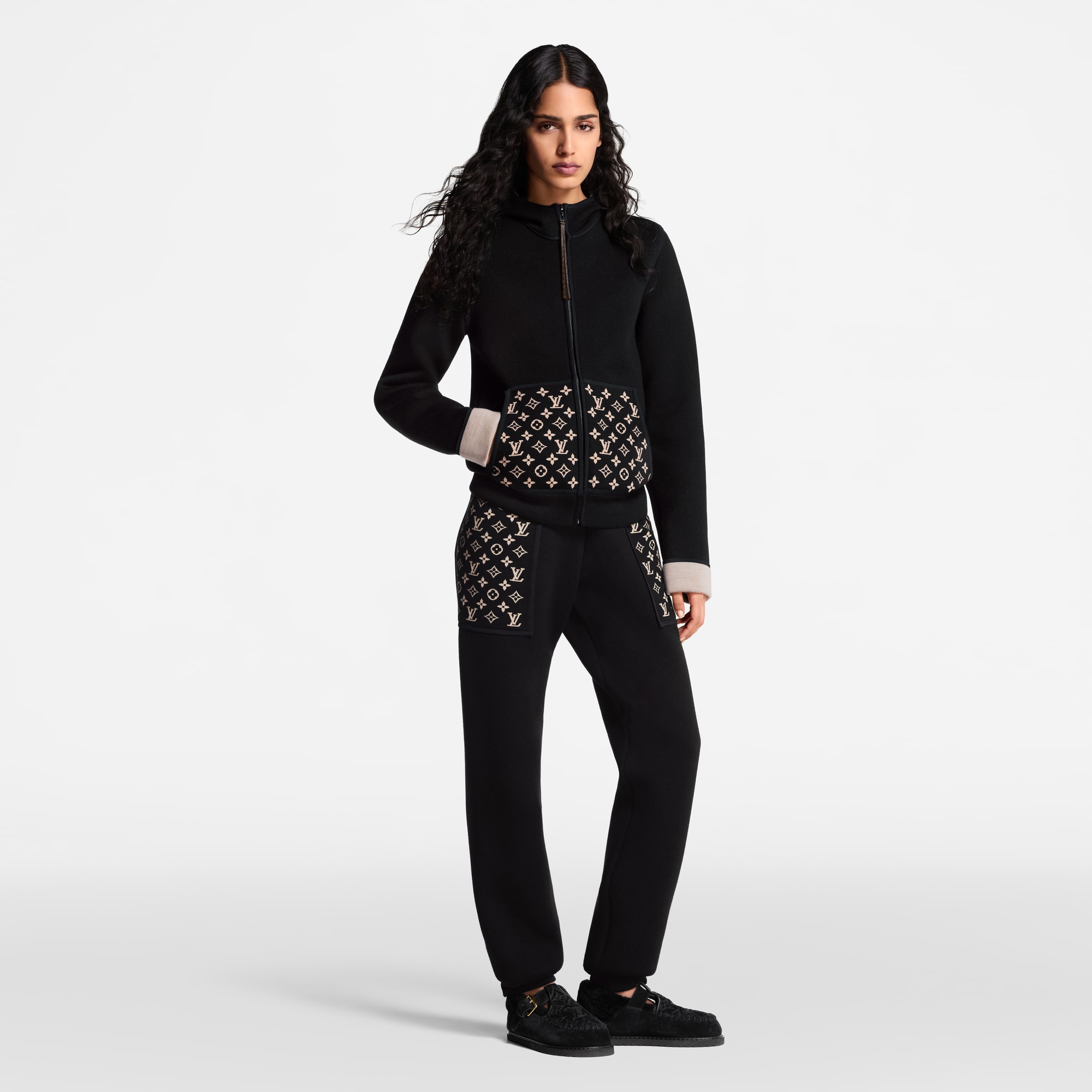  Ready-to-Wear Knitwear Monogram Accent Zip-Up Hoodie | Louis Vuitton ® (Product zoom)