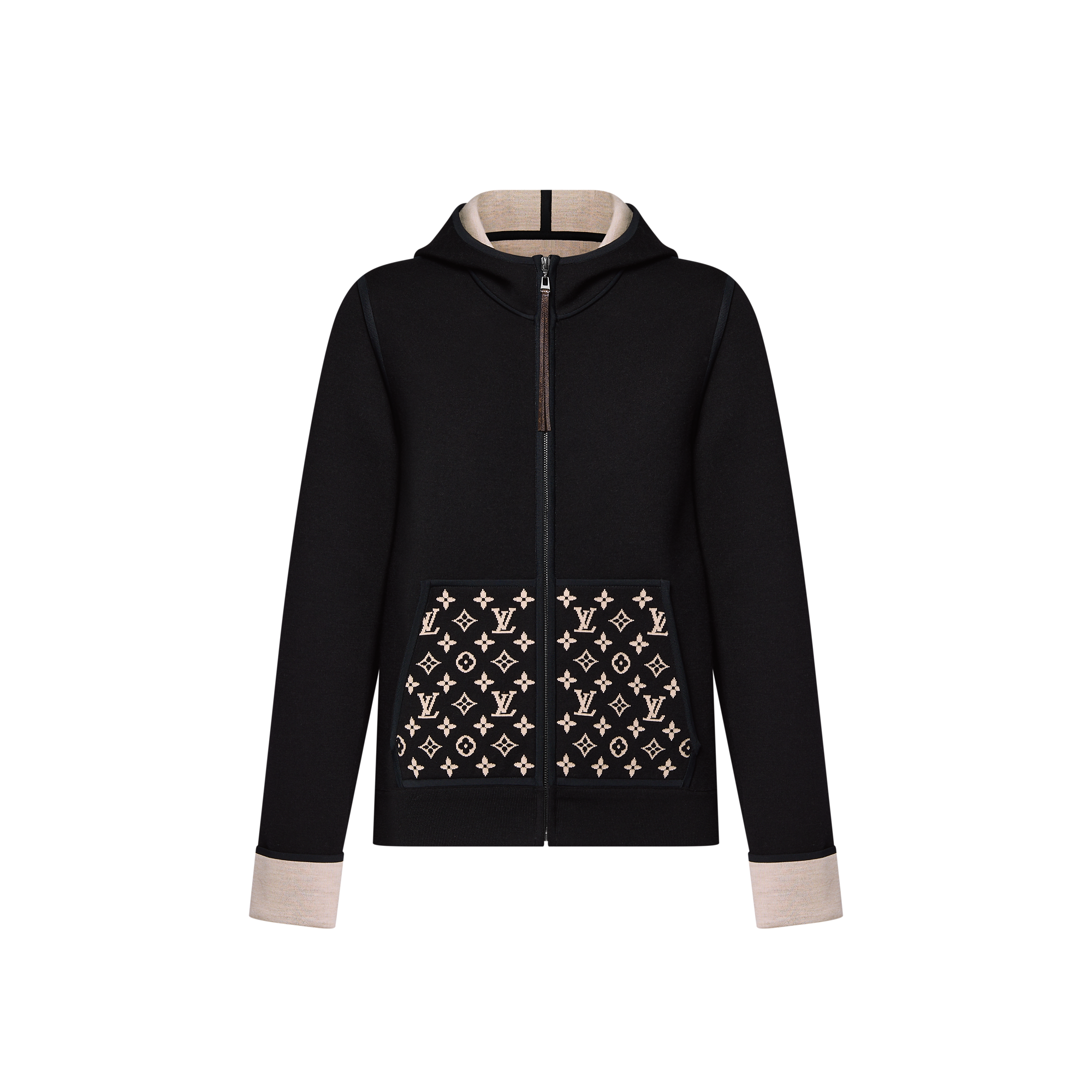 Monogram Accent Zip-Up Hoodie