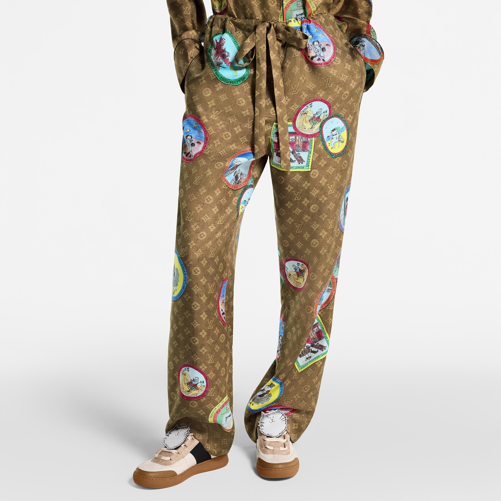 Monogram Cat Stamp Pajama Pants