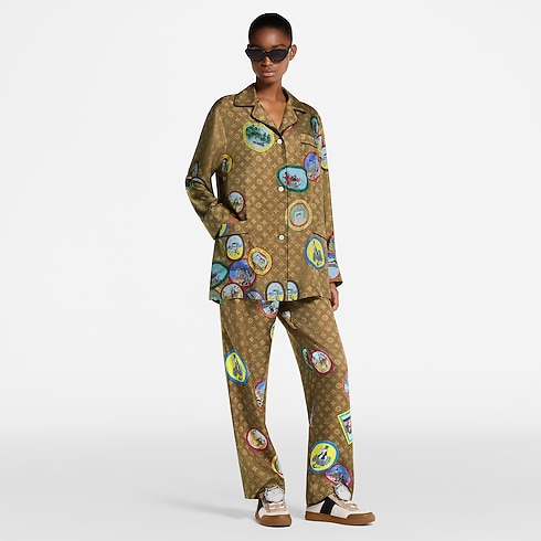Ready-to-Wear Pants Monogram Cat Stamp Pajama Pants | Louis Vuitton ® (Product zoom)