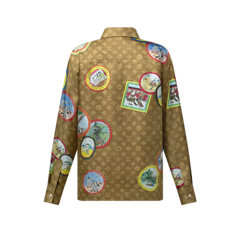 Ready-to-Wear Tops Monogram Cat Stamp Silk Shirt | Louis Vuitton ® (Product zoom)