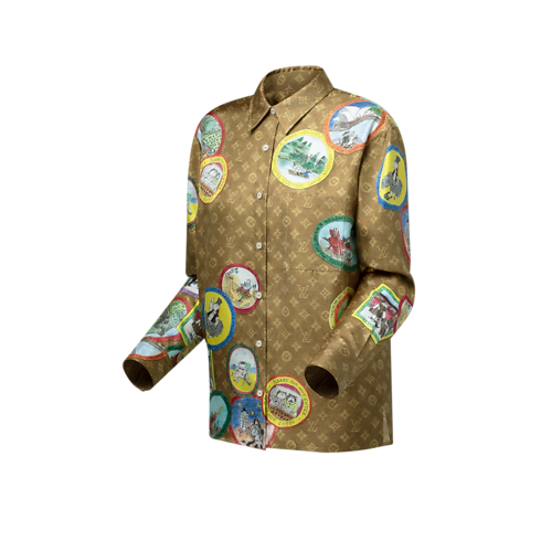 Ready-to-Wear Tops Monogram Cat Stamp Silk Shirt | Louis Vuitton ® (Product zoom)