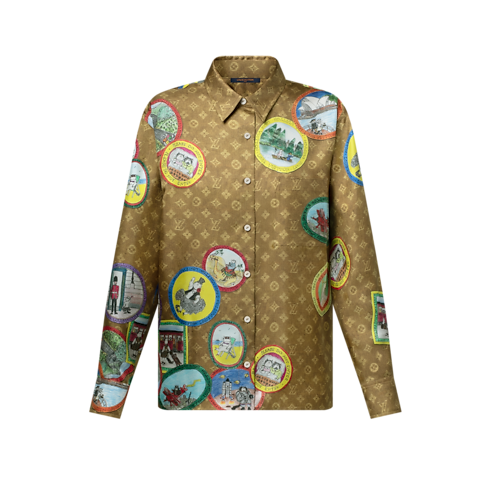 Ready-to-Wear Tops Monogram Cat Stamp Silk Shirt | Louis Vuitton ® (Product zoom)