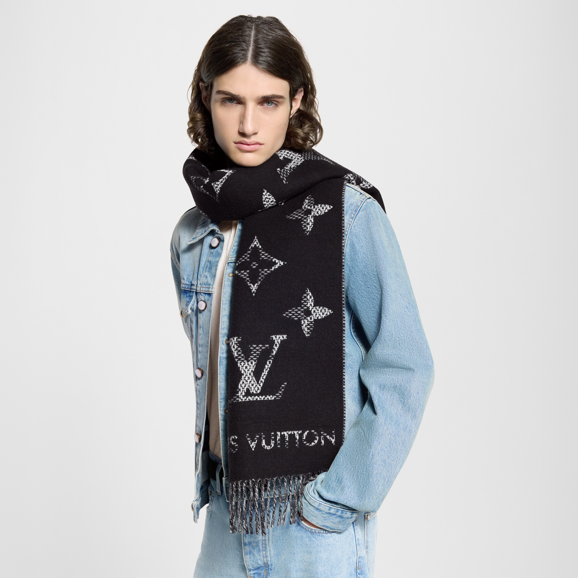 S00 Accessories Scarves Monogram Check Scarf | Louis Vuitton ® (Product zoom)