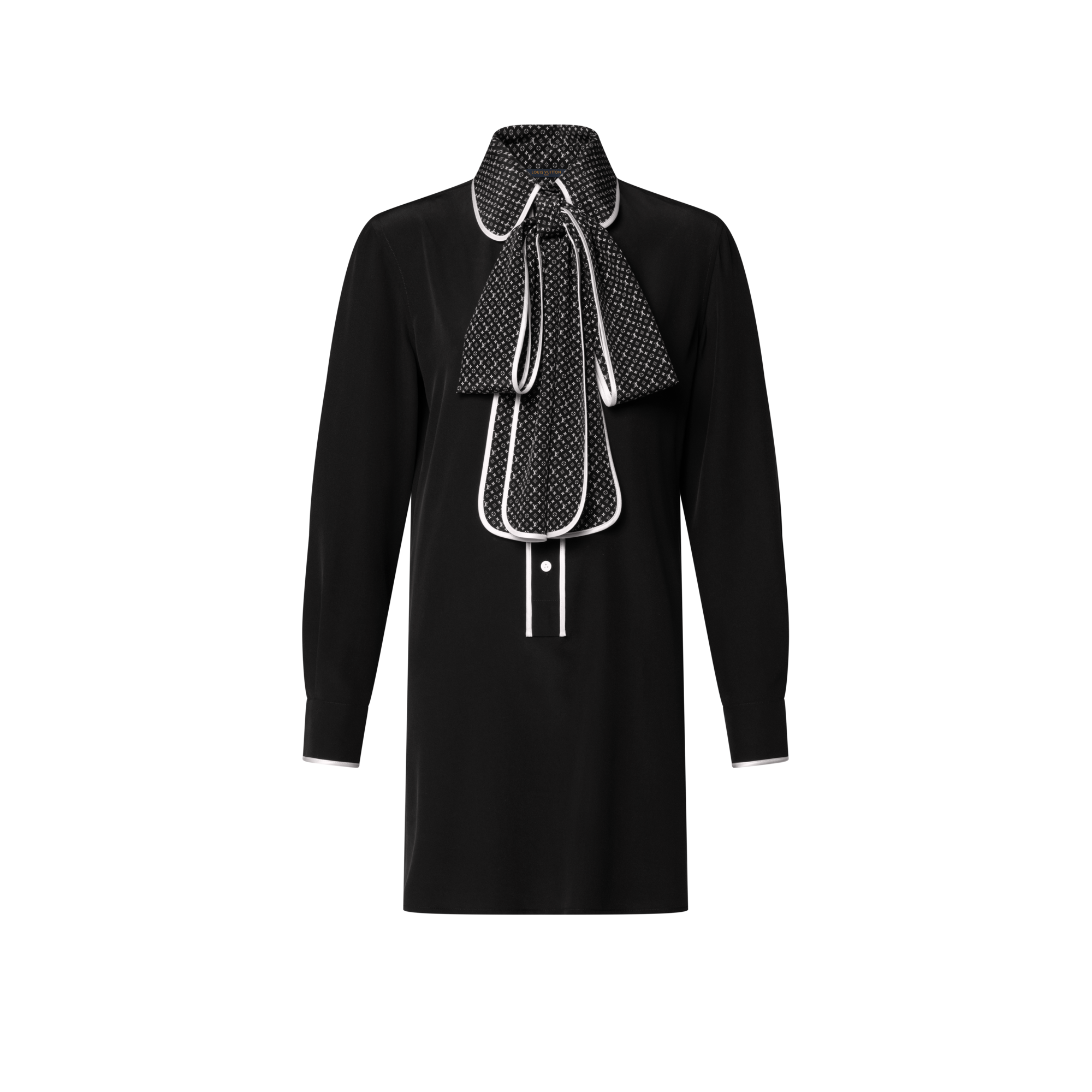 black dress with white collar long sleeves Journi Maxi Dress main image 0