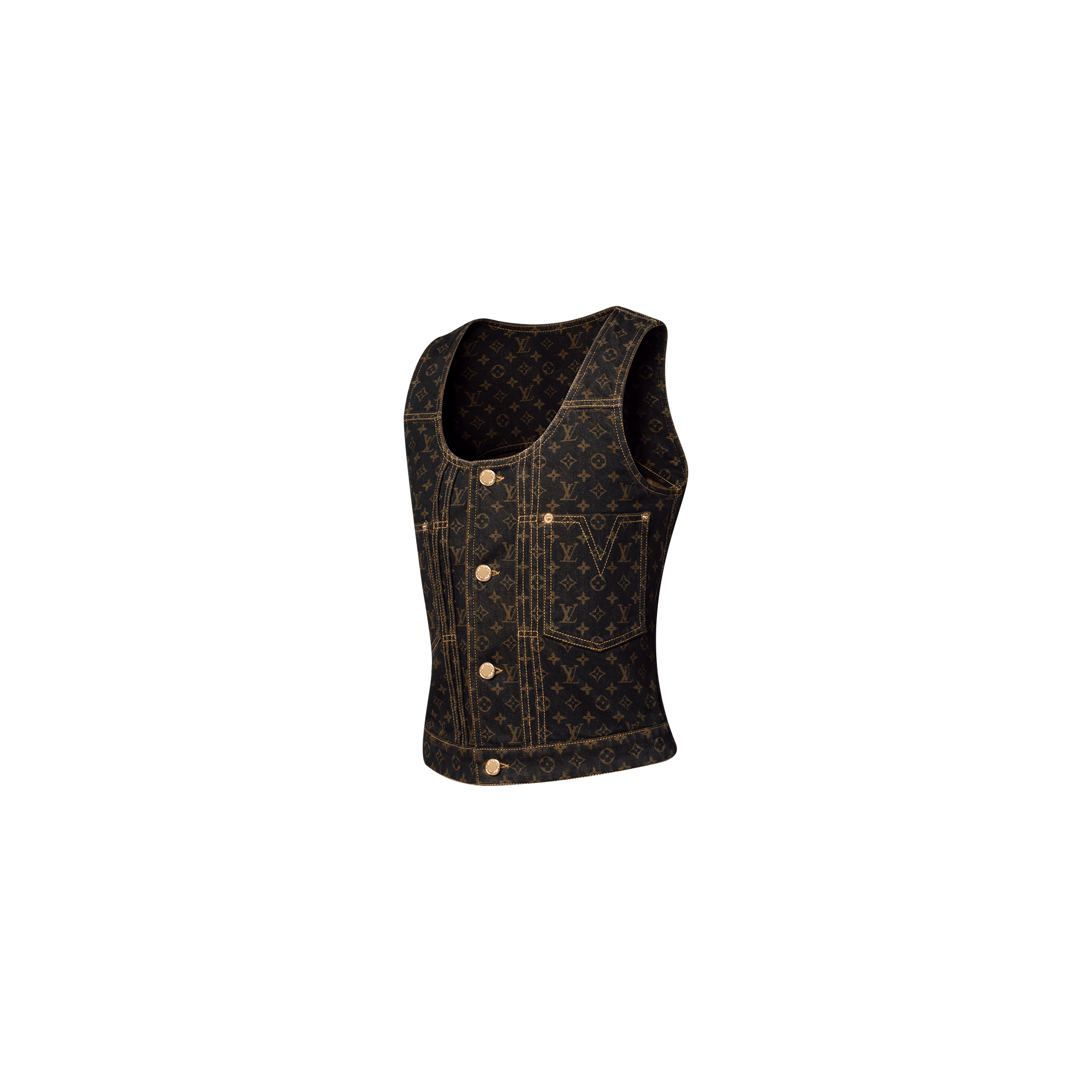  Ready-to-Wear Tops Monogram Denim Button Front Top | Louis Vuitton ® (Product zoom)