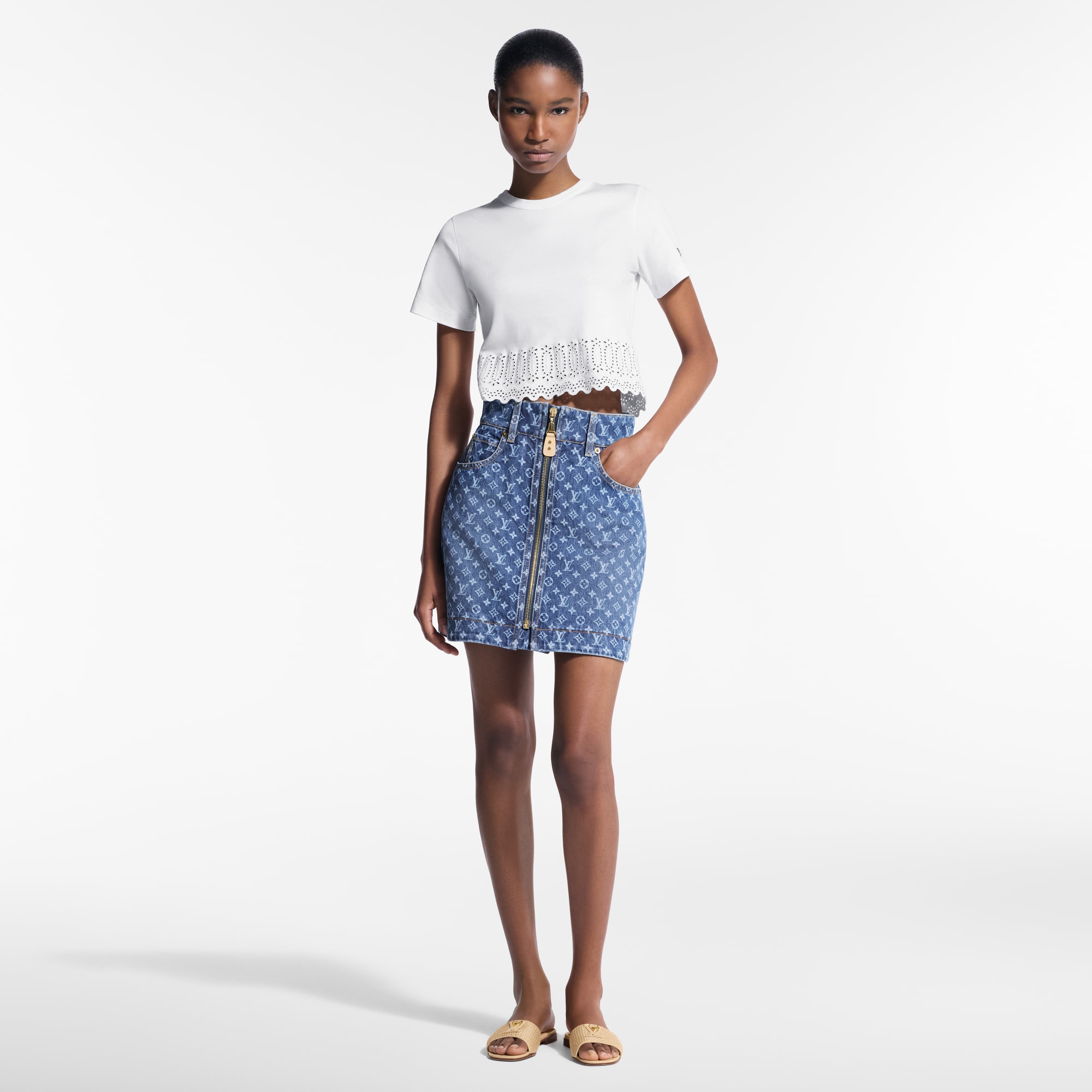  Ready-to-Wear Skirts and Shorts Monogram Denim Mini Skirt  | Louis Vuitton ® (Product zoom)