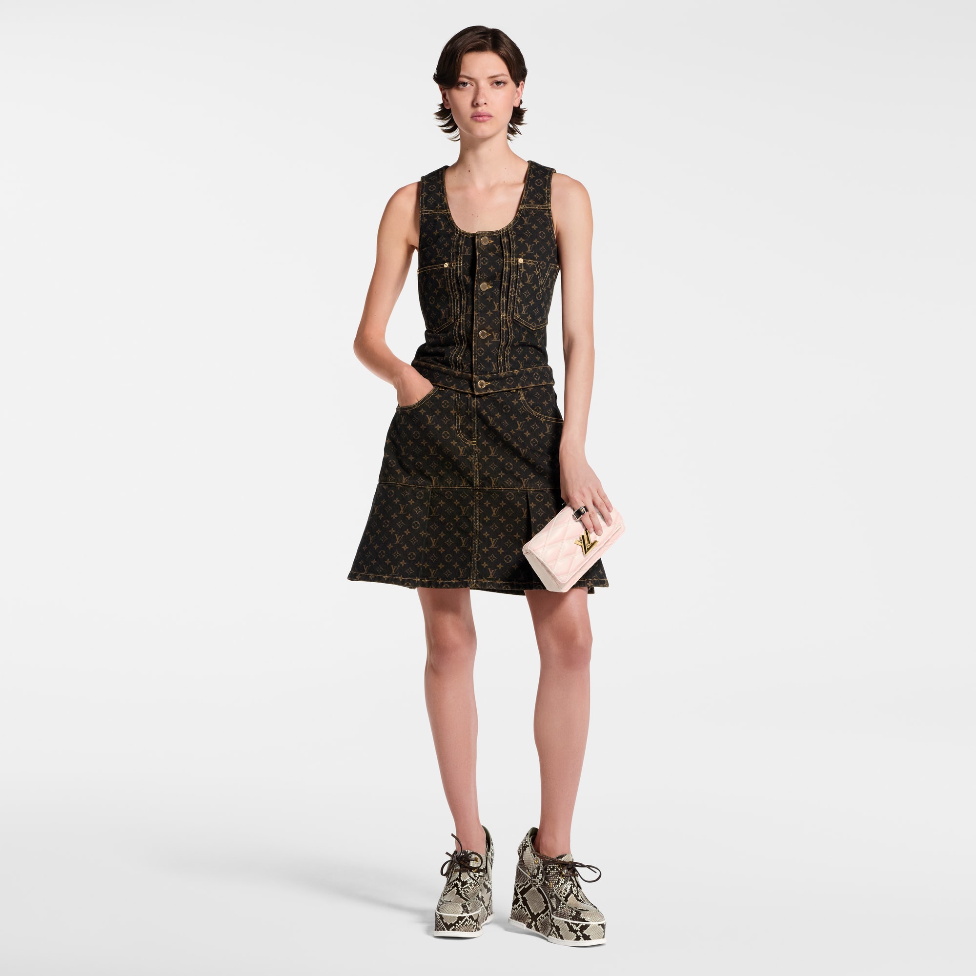  Ready-to-Wear Skirts and Shorts Monogram Denim Pleat Skirt | Louis Vuitton ® (Product zoom)