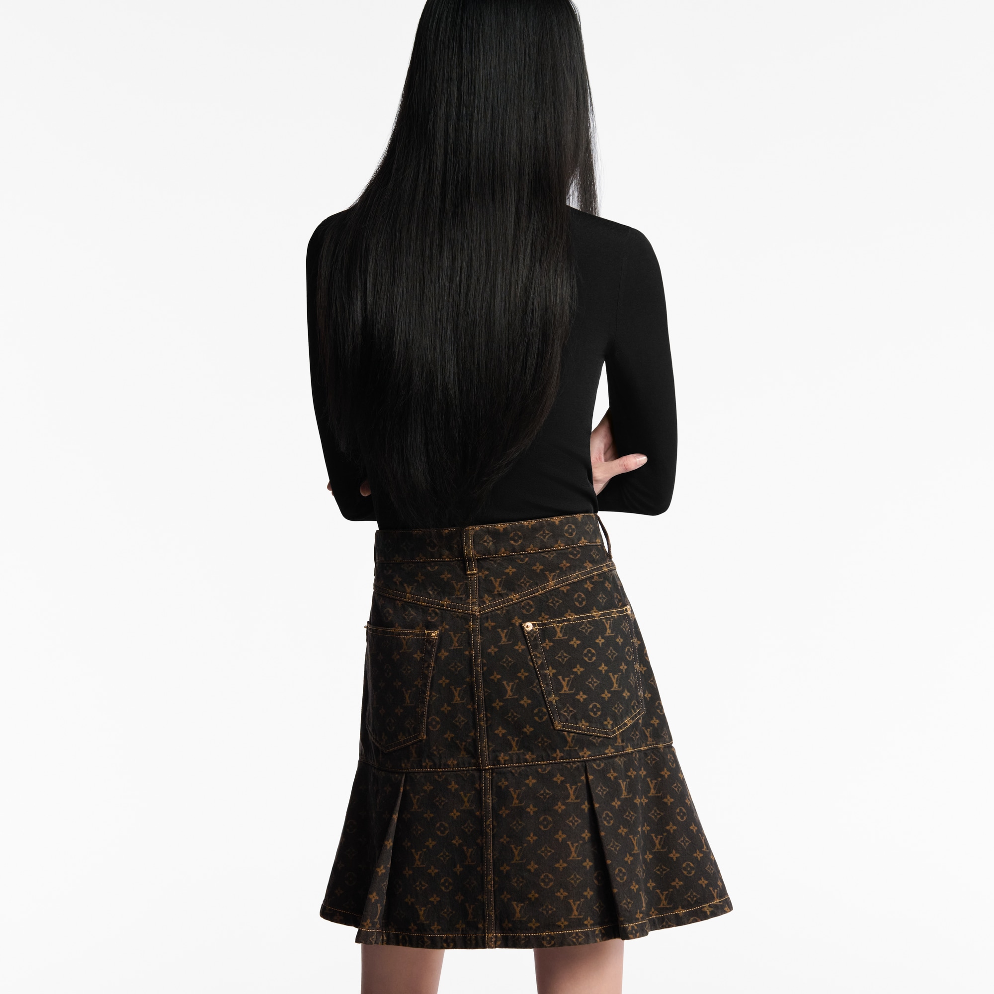  Ready-to-Wear Skirts and Shorts Monogram Denim Pleat Skirt | Louis Vuitton ® (Product zoom)