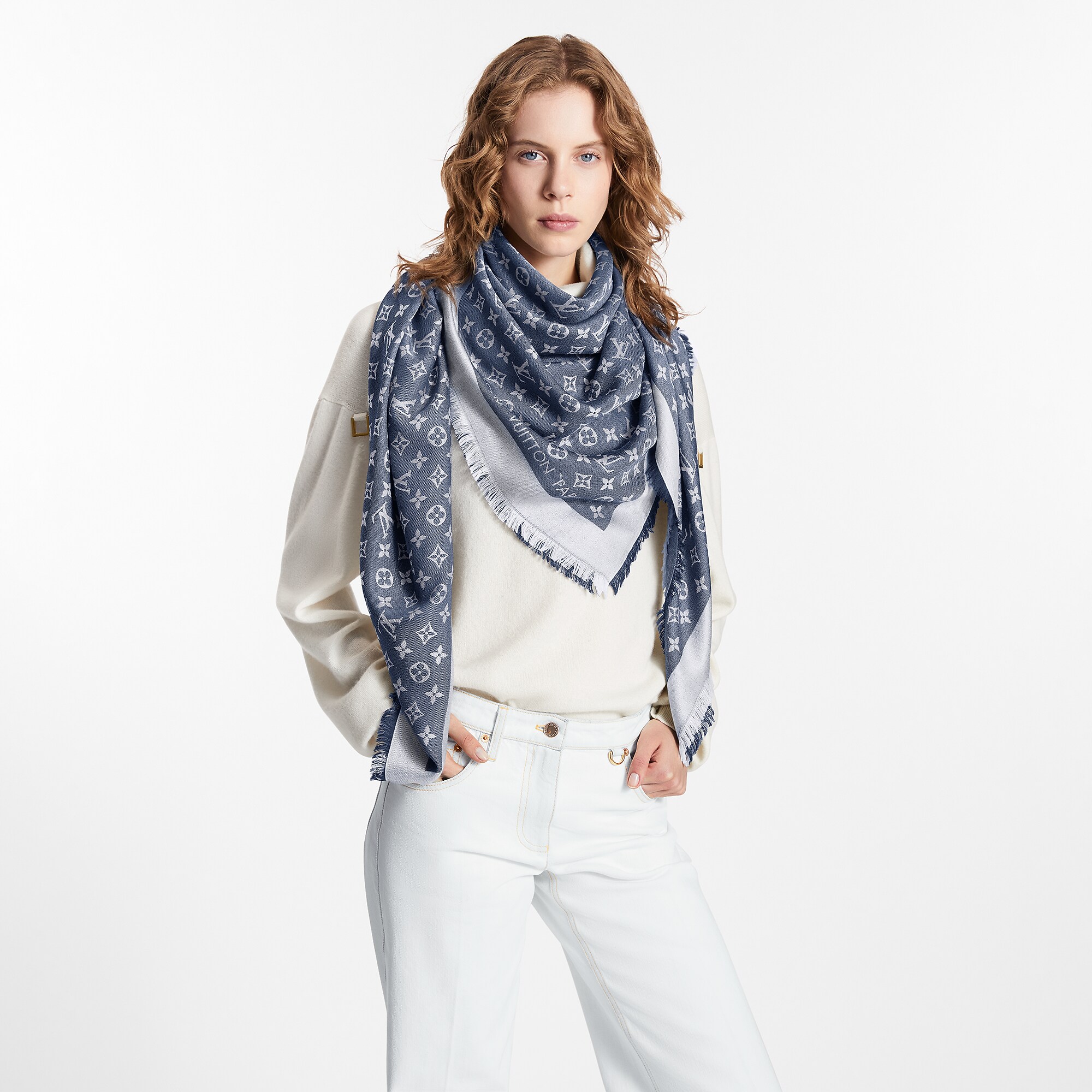 Monogram Denim Shawl
