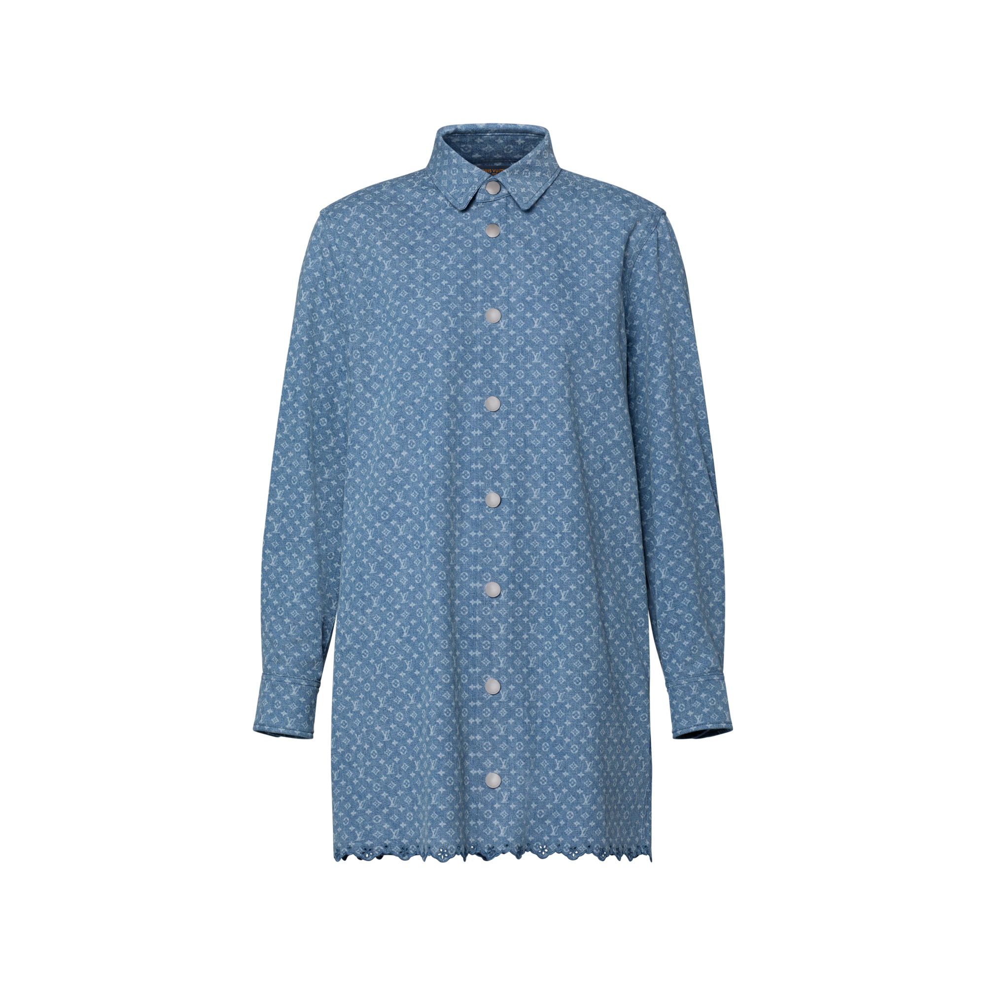 monogrammed denim dress Bria Embroidered Denim Dress Blue