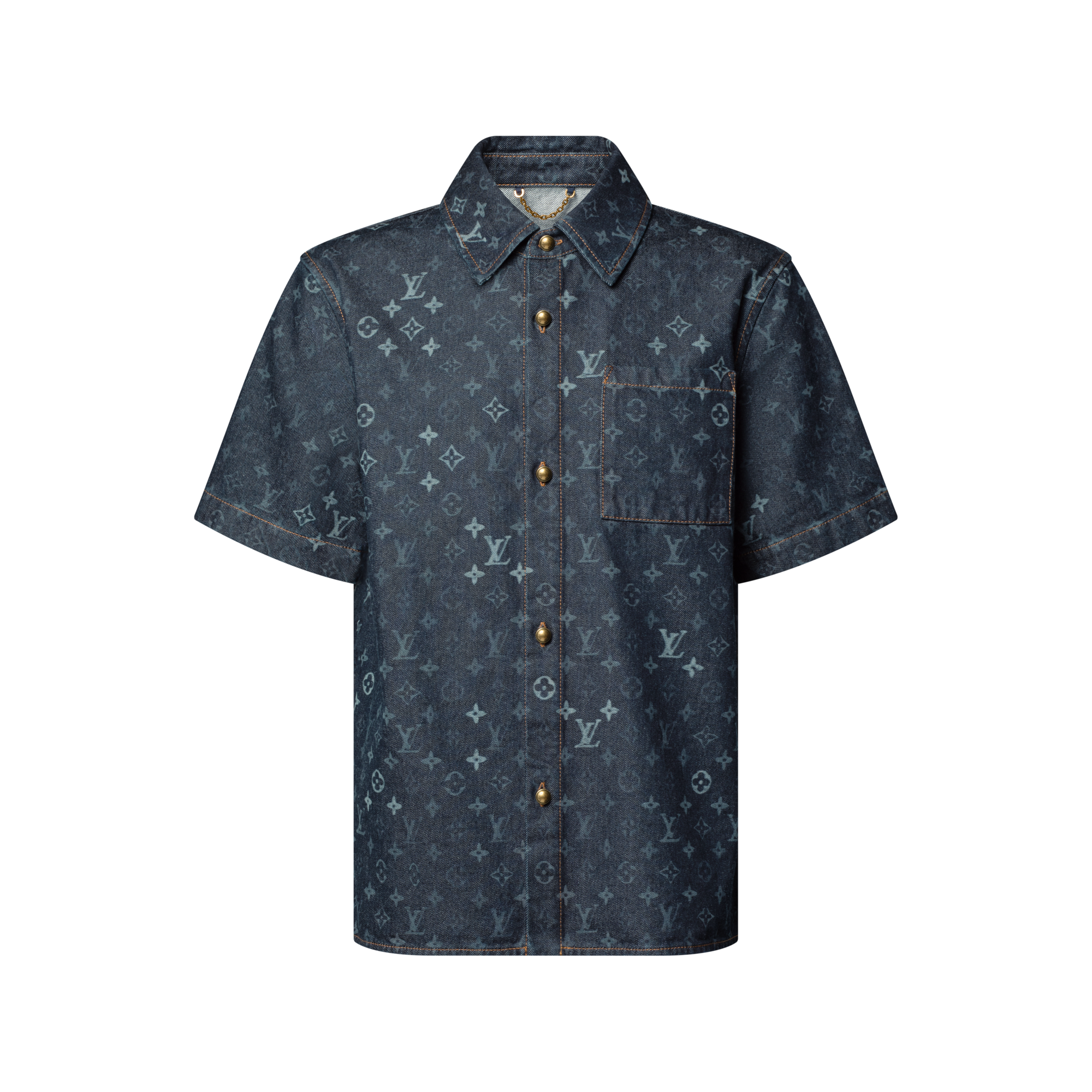 Monogram Denim Short-Sleeved Shirt - Men - Ready-to-Wear | LOUIS 