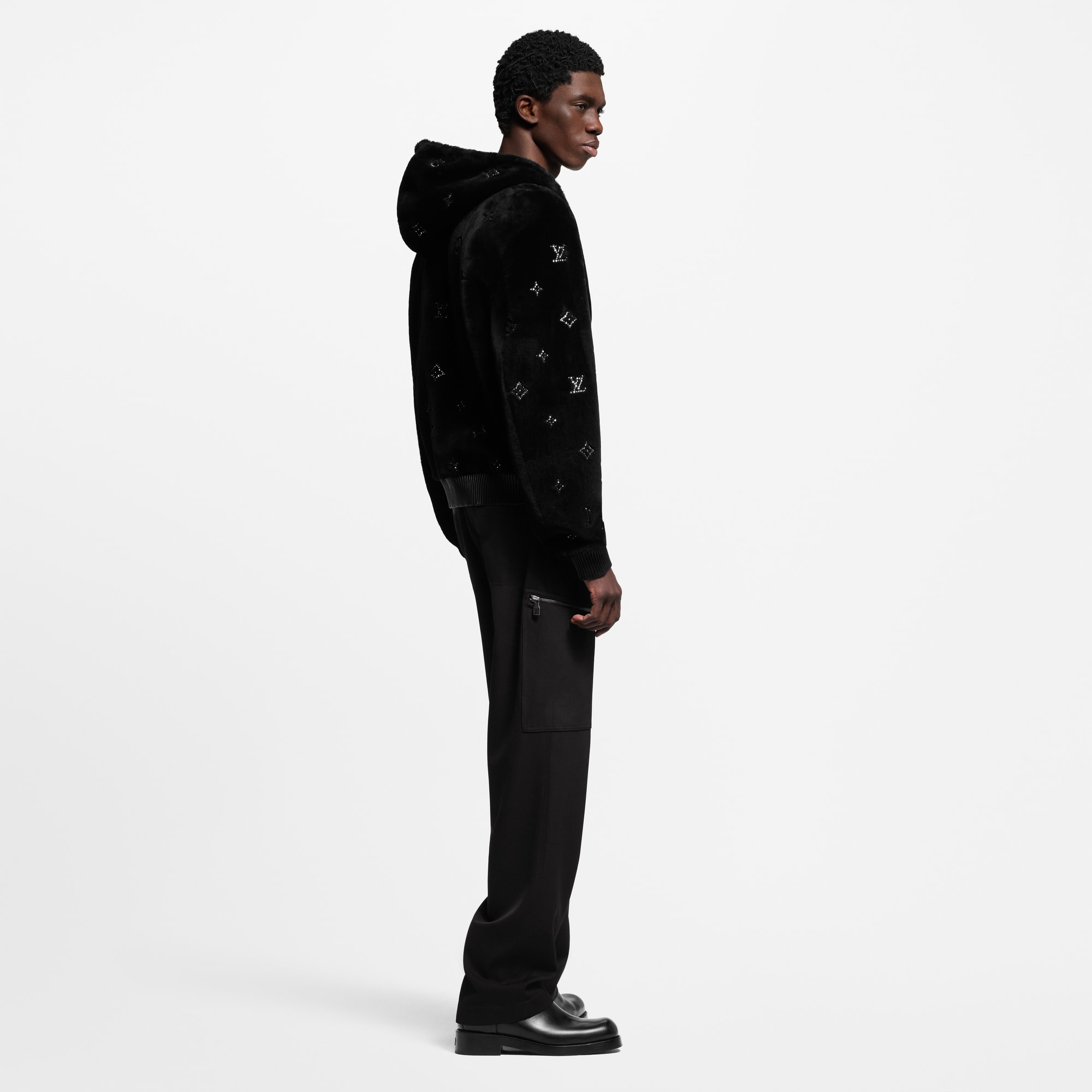  Ready-to-Wear All Ready-to-Wear Monogram Embellished Shearling Hoodie | Louis Vuitton ® (Product zoom)