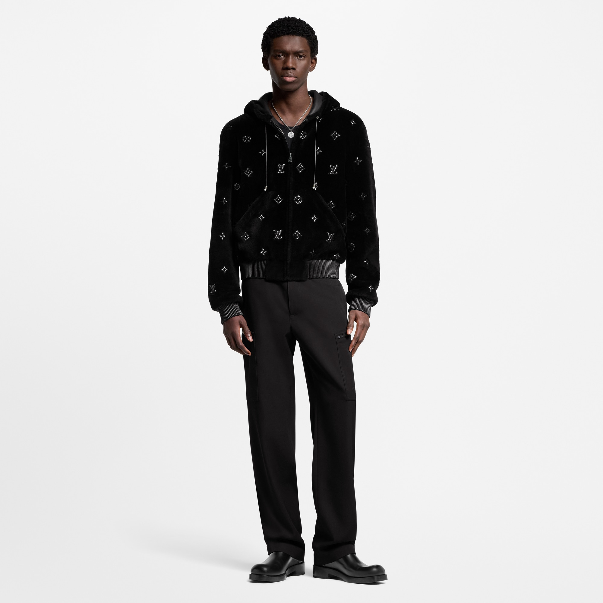  Ready-to-Wear All Ready-to-Wear Monogram Embellished Shearling Hoodie | Louis Vuitton ® (Product zoom)
