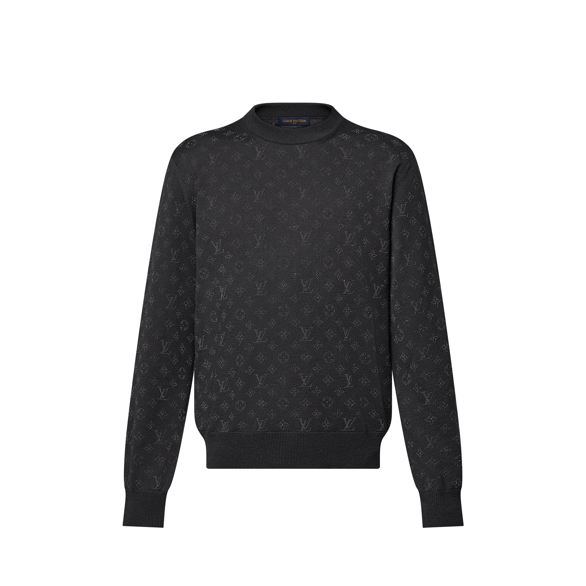 Monogram Embellished Wool Evening Crewneck