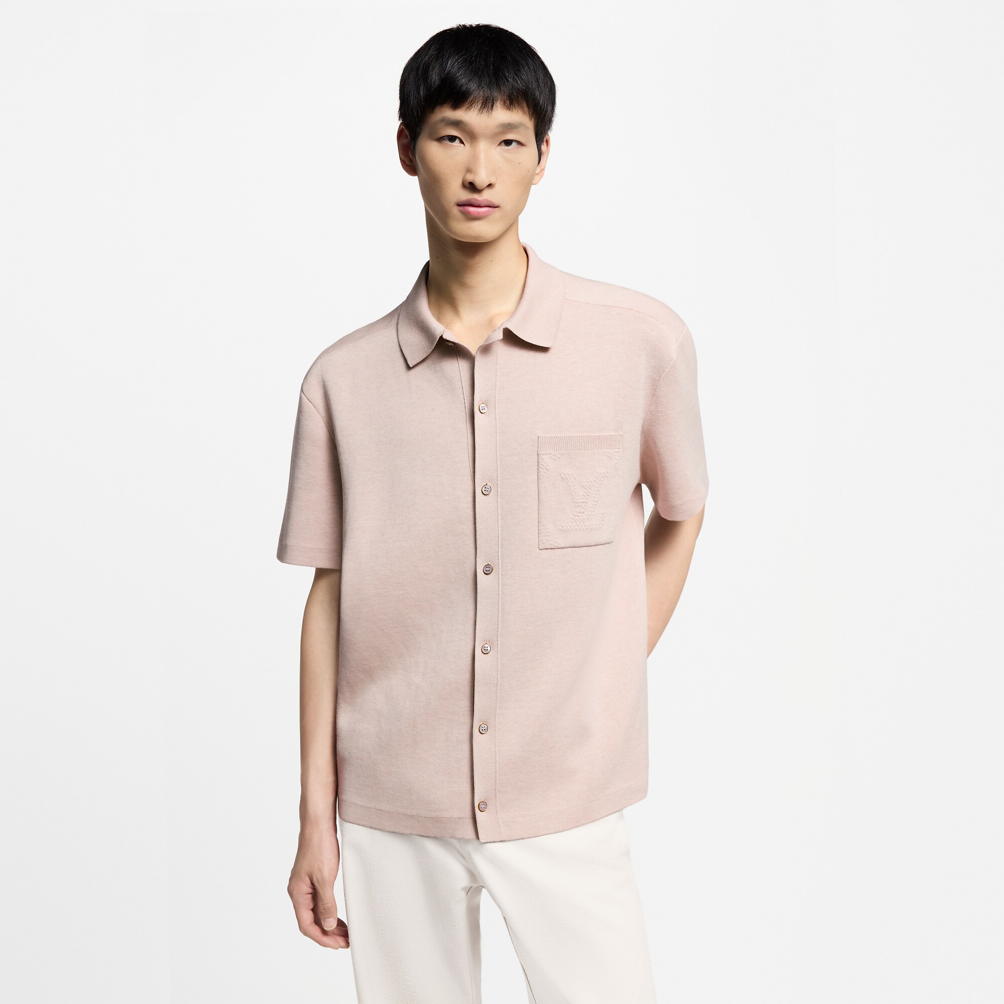 Monogram Embossed Short-Sleeved Knit Shirt