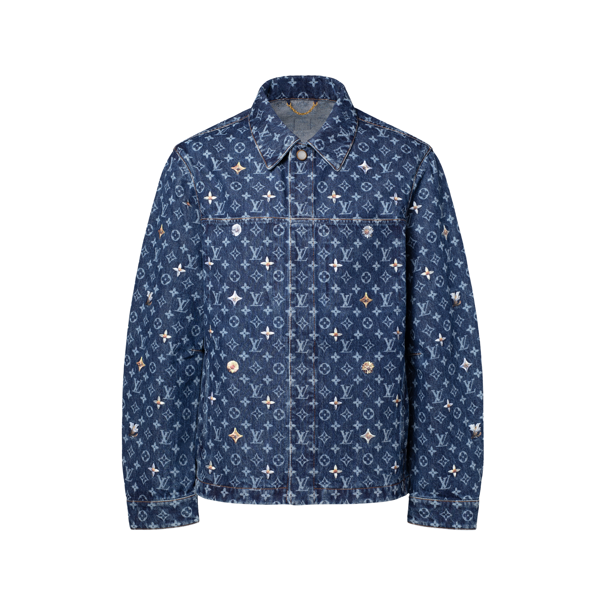 Monogram Embroidered Denim Overshirt - Men - Ready-to-Wear | LOUIS 