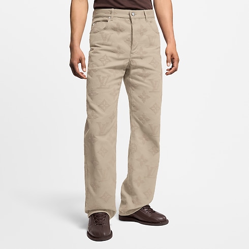 Ready-to-Wear Denim Monogram Embroidered Skate Pants | Louis Vuitton ® (Product zoom)