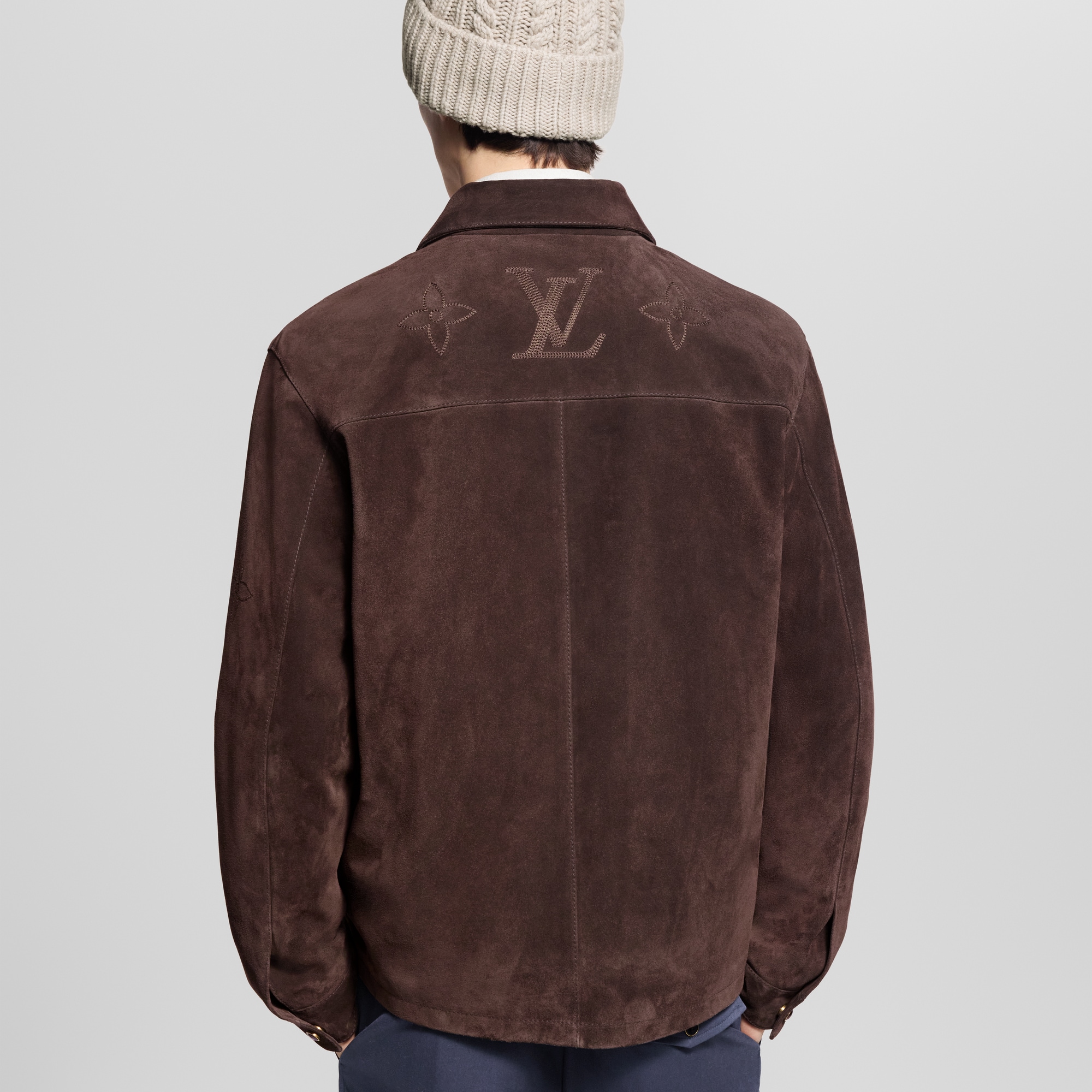  Ready-to-Wear Coats and Outerwear Monogram Embroidered Suede Overshirt | Louis Vuitton ® (Product zoom)